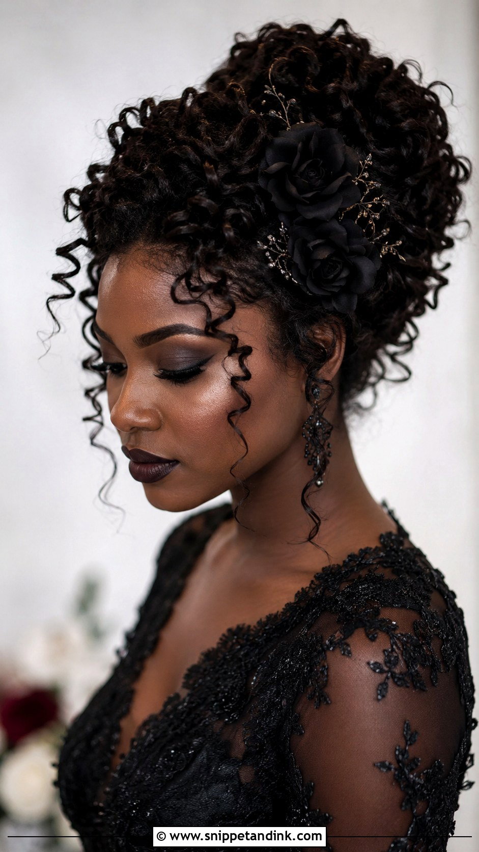 Gothic Bridal Curly Updo - Snippet and Ink - 20 Gothic Bridal Hair Ideas
