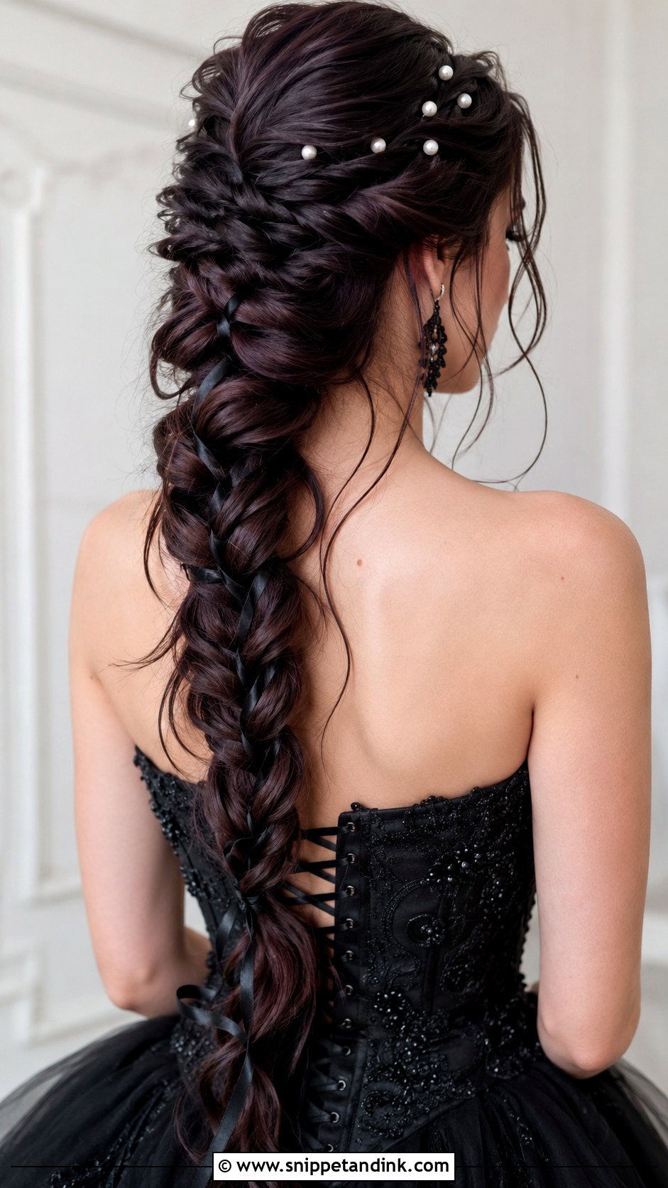 Gothic Bridal Fishtail Braid - Snippet and Ink - 20 Gothic Bridal Hair Ideas