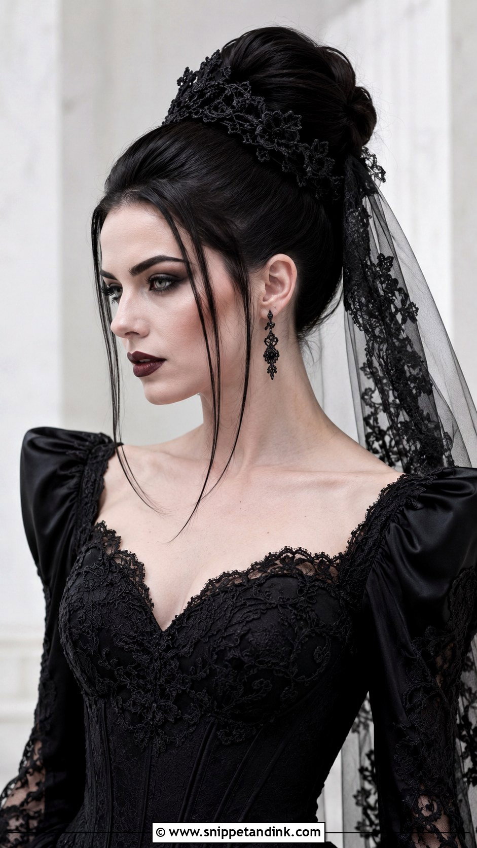 Gothic Bridal High Bun - Snippet and Ink - 20 Gothic Bridal Hair Ideas