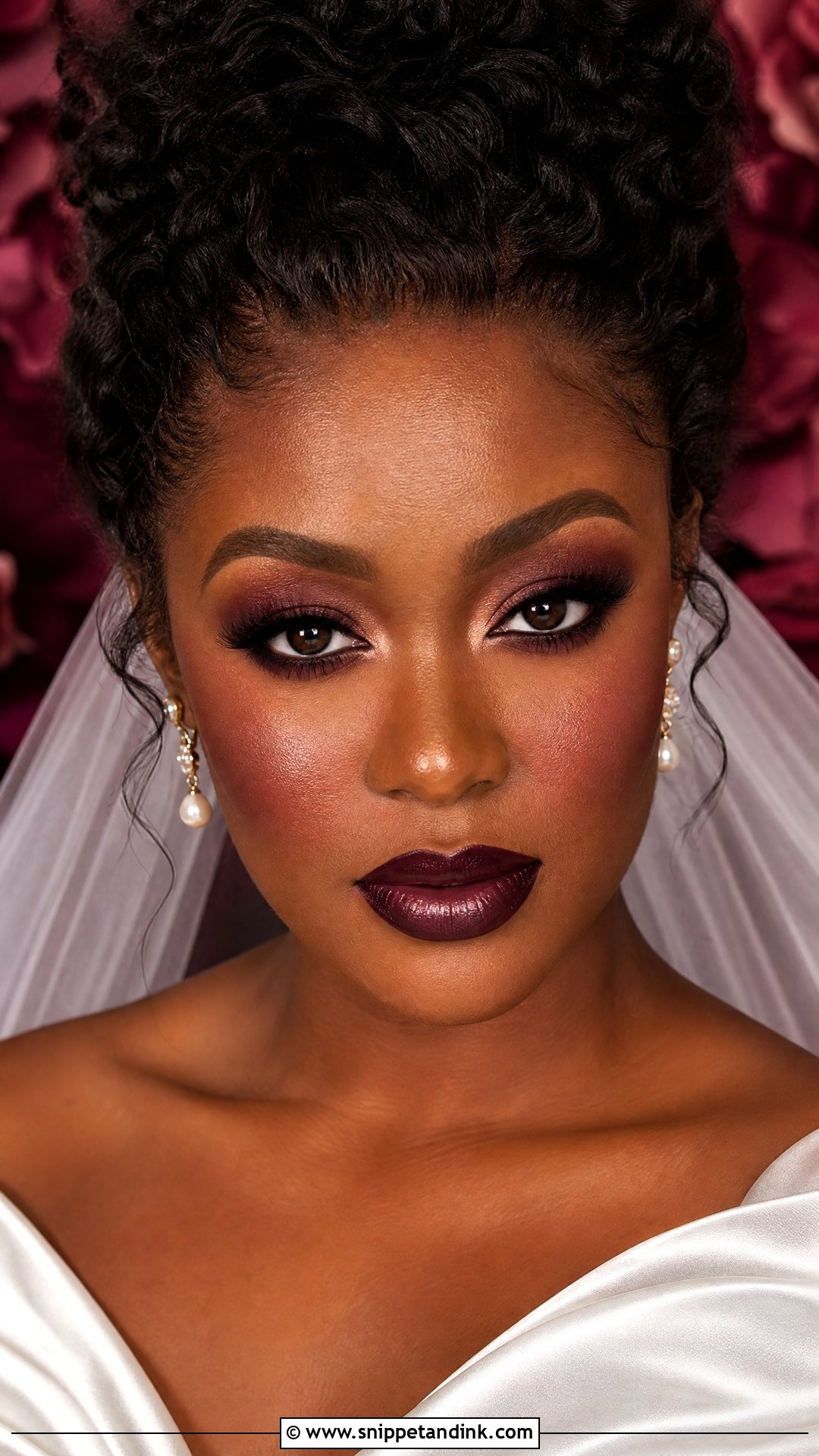 Gothic Bridal Makeup With Berry Lips - Snippet and Ink - 25 Gothic Bridal Makeup Ideas