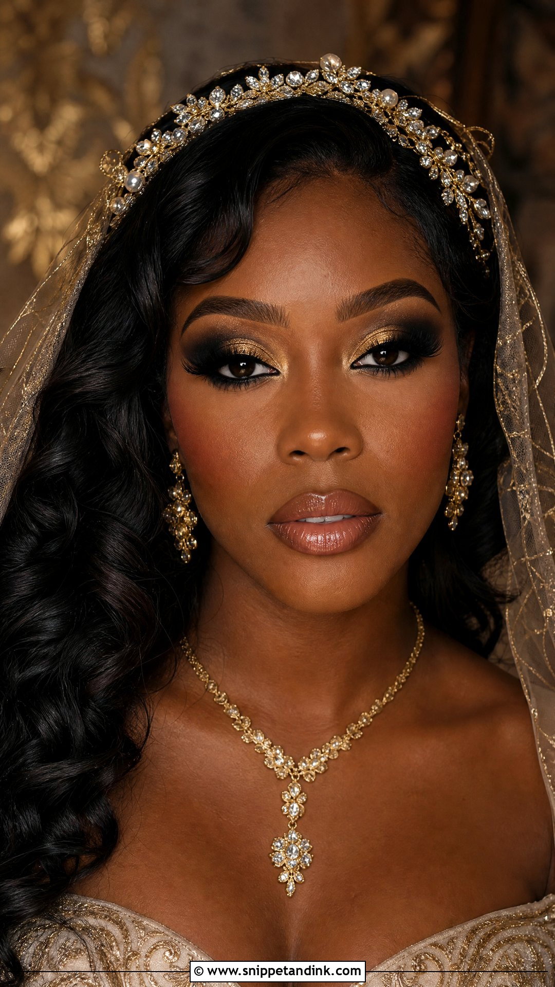 Gothic Bridal Makeup With Black And Gold Eyeshadow - Snippet and Ink - 25 Gothic Bridal Makeup Ideas