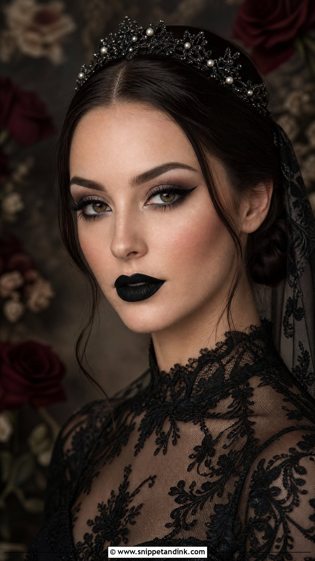 Gothic Bridal Makeup With Black Lipstick - Snippet and Ink - 25 Gothic Bridal Makeup Ideas