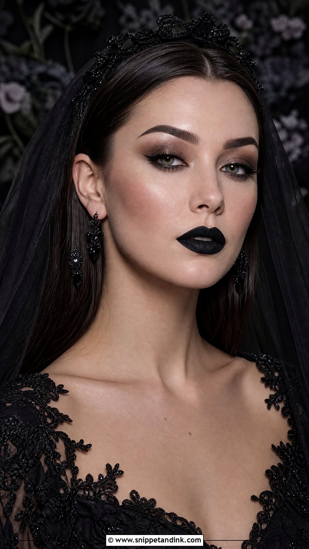 Gothic Bridal Makeup With Black Lipstick - Snippet and Ink - 20 Gothic Wedding Makeup Brides