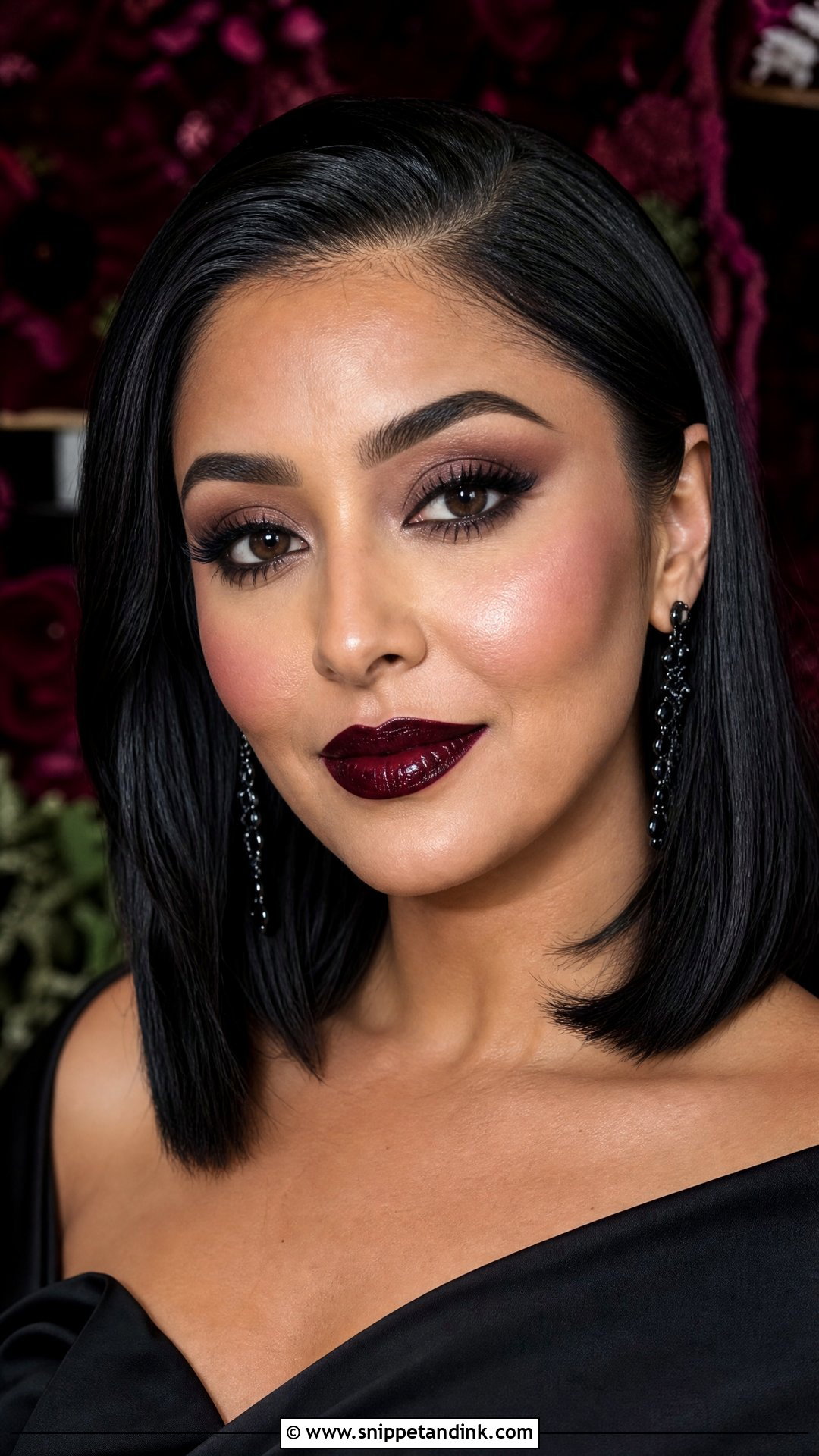 Gothic Bridal Makeup With Glossy Dark Lip - Snippet and Ink - 20 Gothic Wedding Makeup Brides