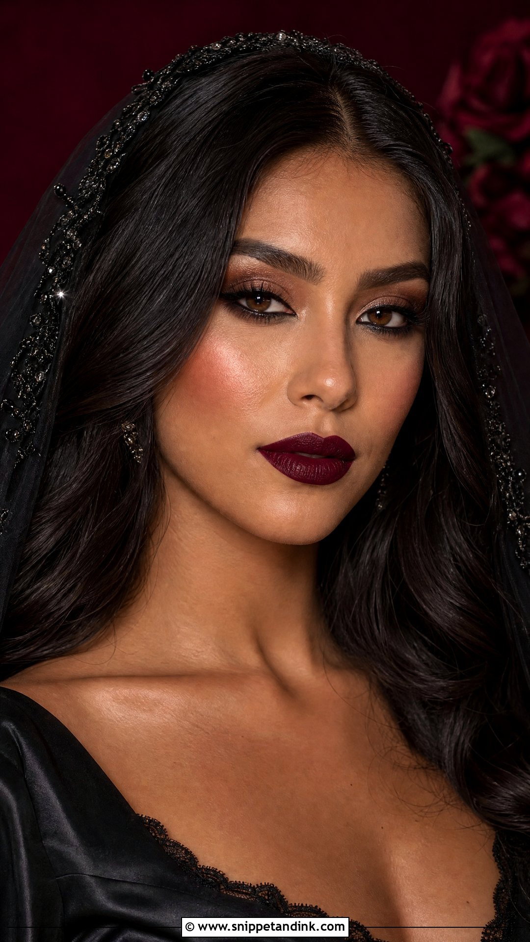 Gothic Bridal Makeup With Oxblood Lipstick - Snippet and Ink - 25 Gothic Bridal Makeup Ideas