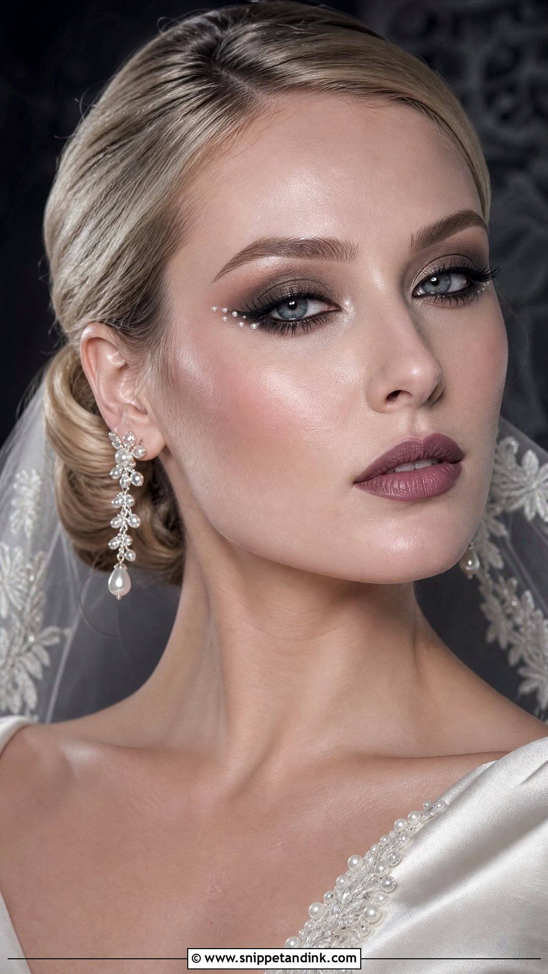 Gothic Bridal Makeup With Pearl Accents - Snippet and Ink - 25 Gothic Bridal Makeup Ideas