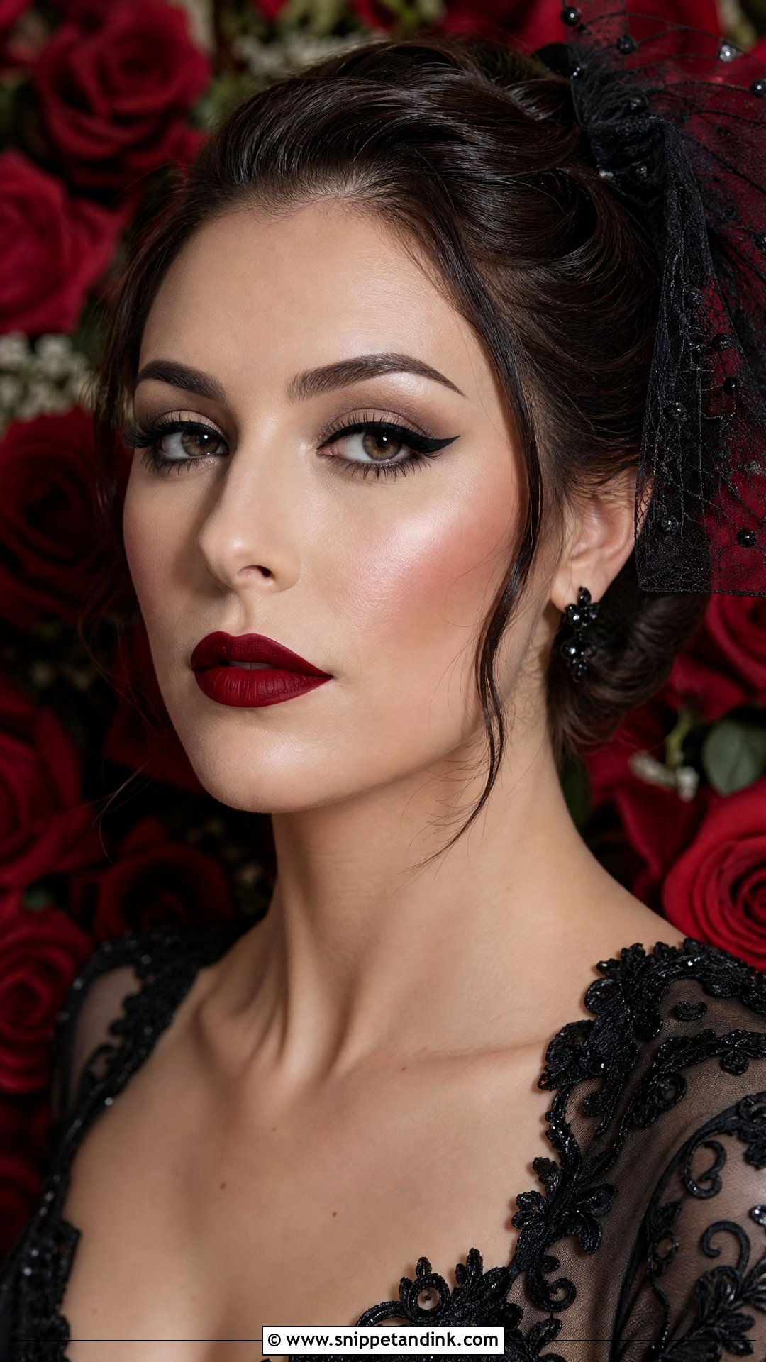 Gothic Bridal Makeup With Red Lip - Snippet and Ink - 20 Gothic Wedding Makeup Brides