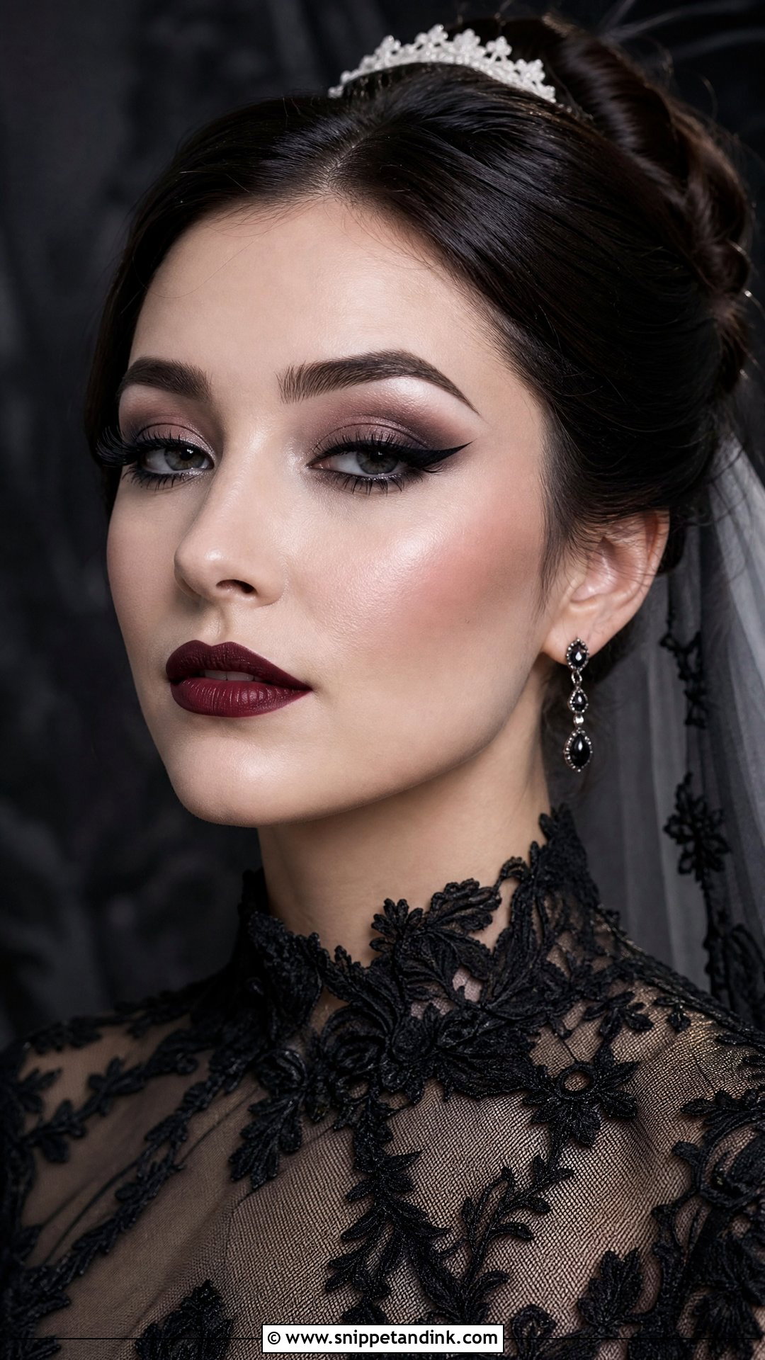 Gothic Bridal Makeup With Winged Eyeliner - Snippet and Ink - 25 Gothic Bridal Makeup Ideas