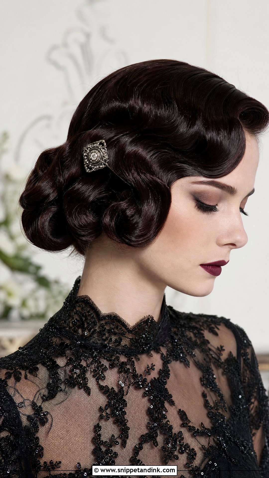 Gothic Finger Waves Bridal Hair - Snippet and Ink - 15 Goth Bridal Hair Ideas