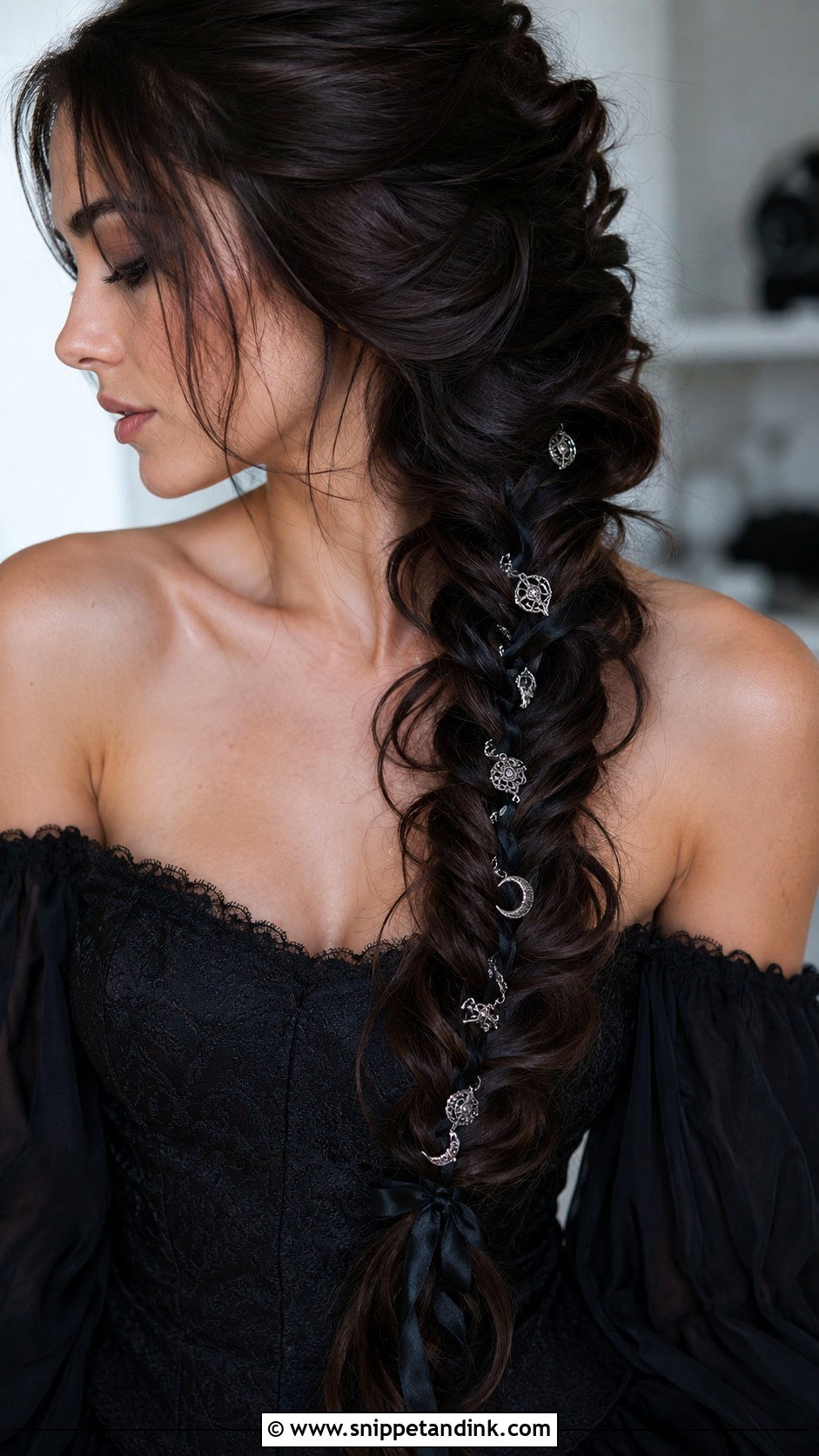 Gothic Fishtail Braid - Snippet and Ink - 25 Gothic Wedding Hairstyles