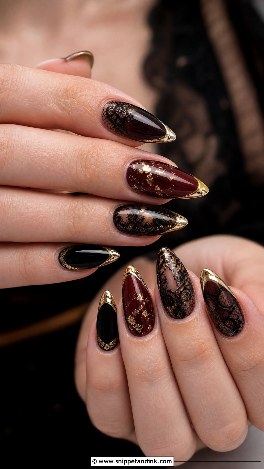 Gothic Gold Wedding Nails - Snippet and Ink - 25 Goth Wedding Nails