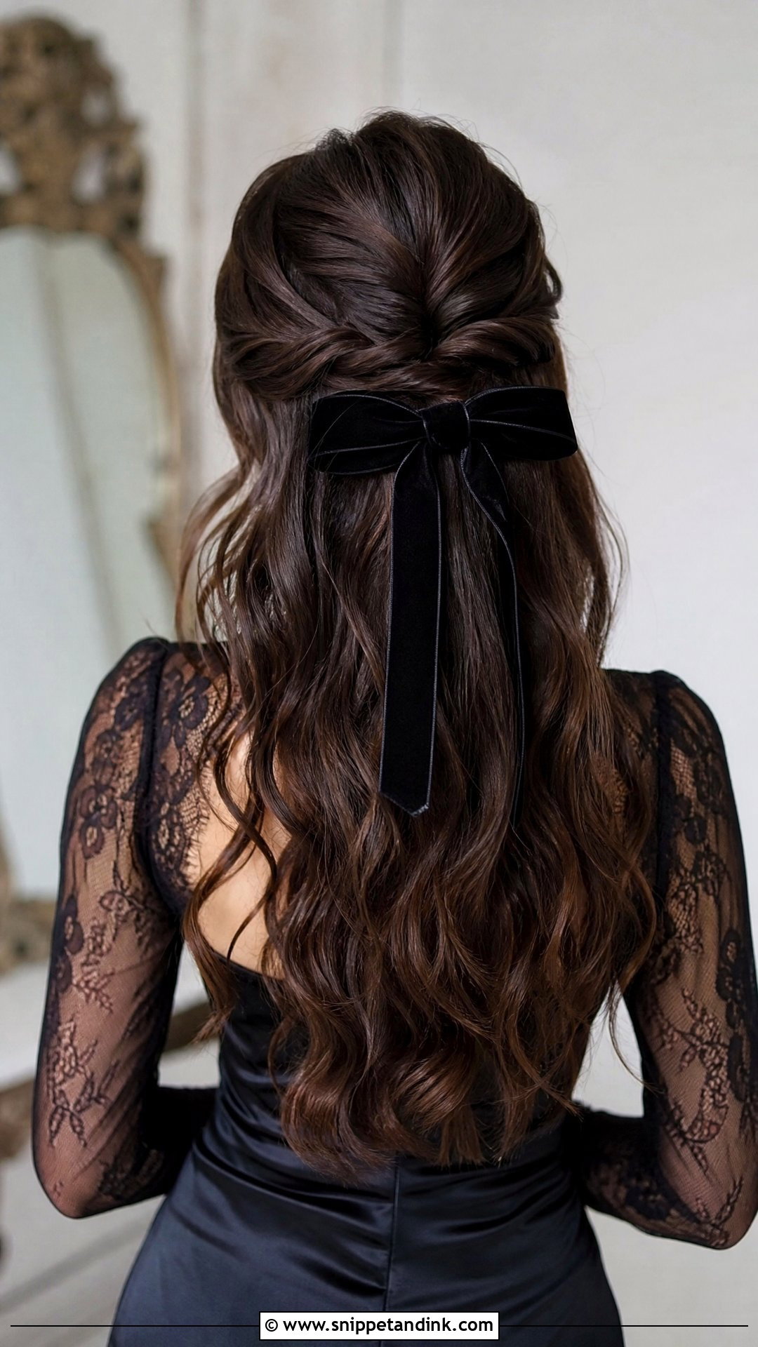 Gothic Half Up Bridal Hair - Snippet and Ink - 15 Goth Bridal Hair Ideas