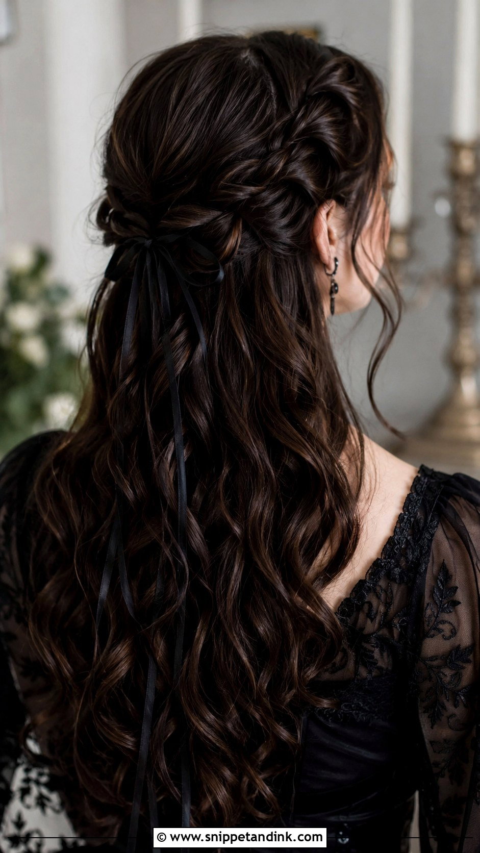 Gothic Half Up Half Down With Braids - Snippet and Ink - 25 Gothic Wedding Hairstyles