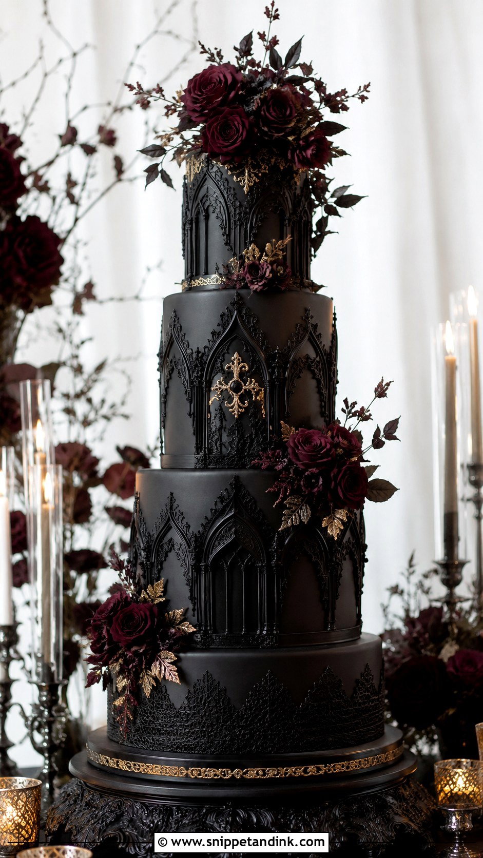 Gothic Halloween Wedding Cake - Snippet and Ink - 25 Elegant Halloween Wedding Cake Ideas