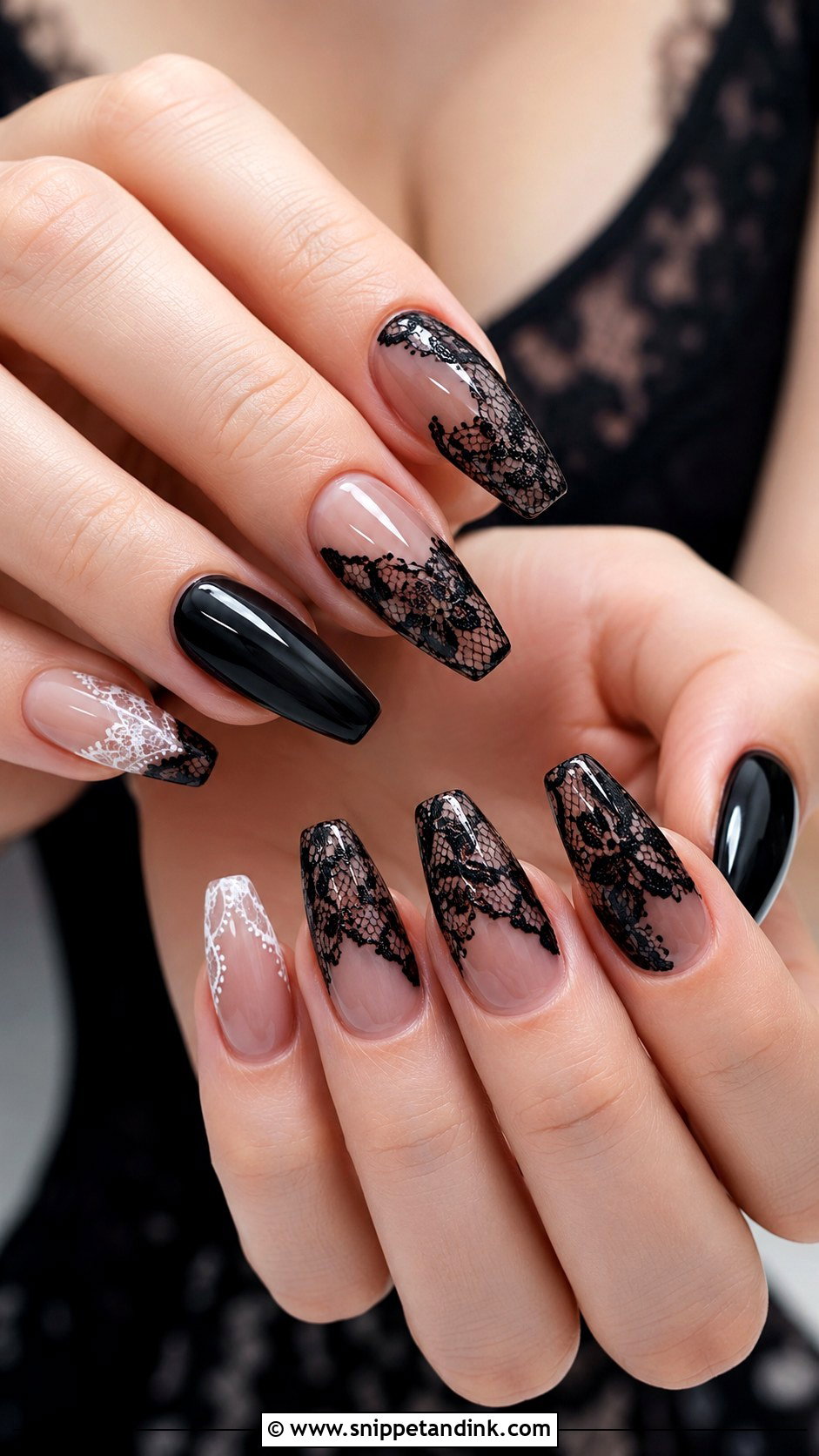 Gothic Lace Alt Wedding Nails - Snippet and Ink - 20 Alt Wedding Nails