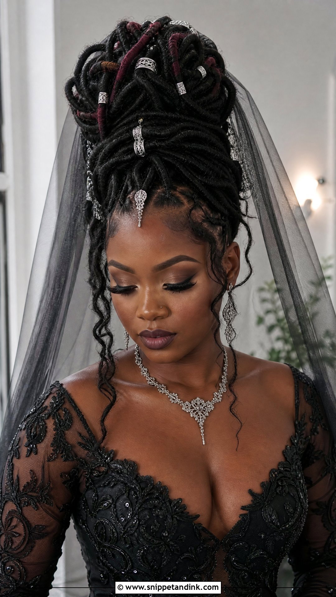 Gothic Locs Bridal Hair - Snippet and Ink - 15 Goth Bridal Hair Ideas