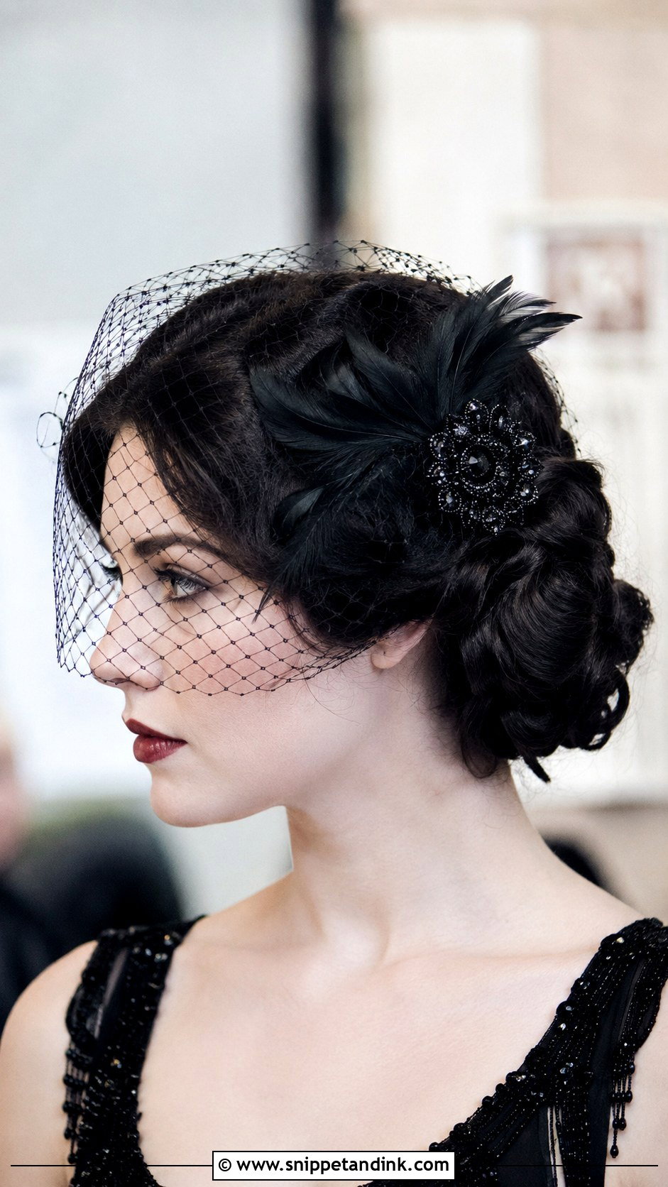 Gothic Updo With Birdcage Veil - Snippet and Ink - 25 Gothic Wedding Hairstyles