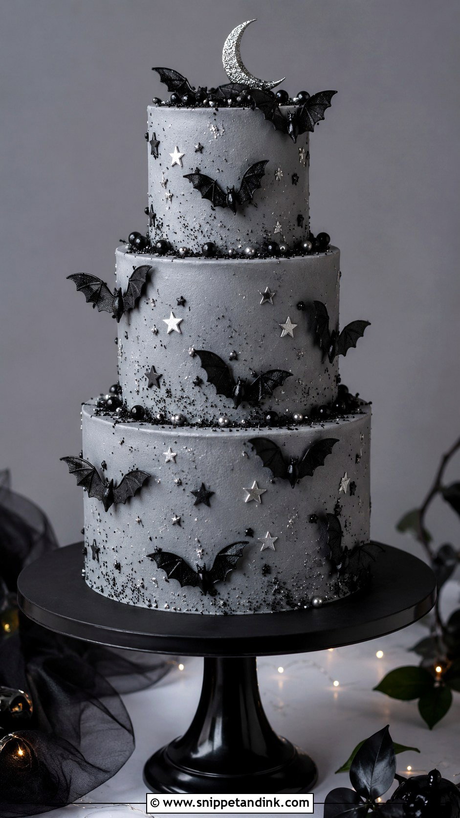Gothic Wedding Cake With Bats - Snippet and Ink - 20 Goth Wedding Cake Ideas