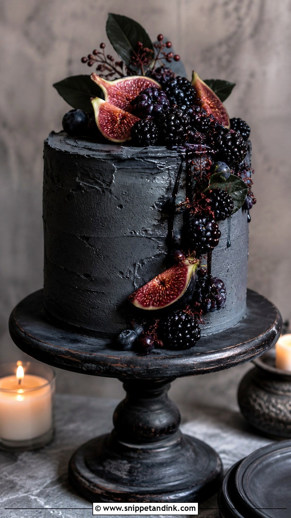Gothic Wedding Cake With Dark Berries - Snippet and Ink - 20 Simple Gothic Wedding Cake Ideas