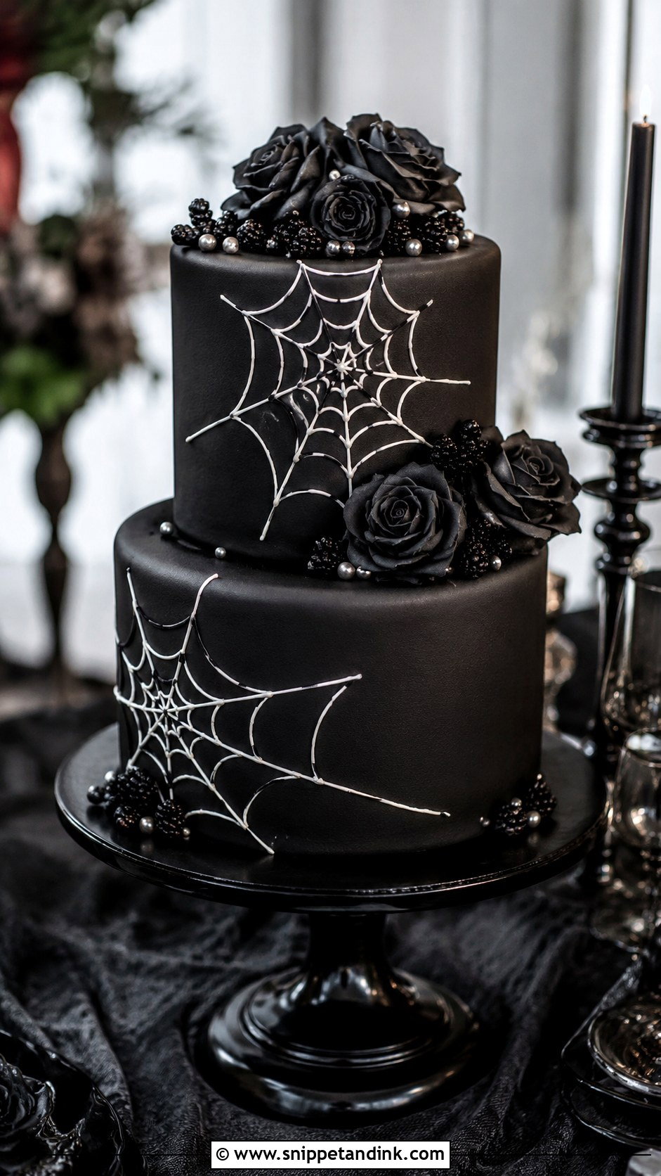 Gothic Wedding Cake With Spiderweb - Snippet and Ink - 20 Goth Wedding Cake Ideas