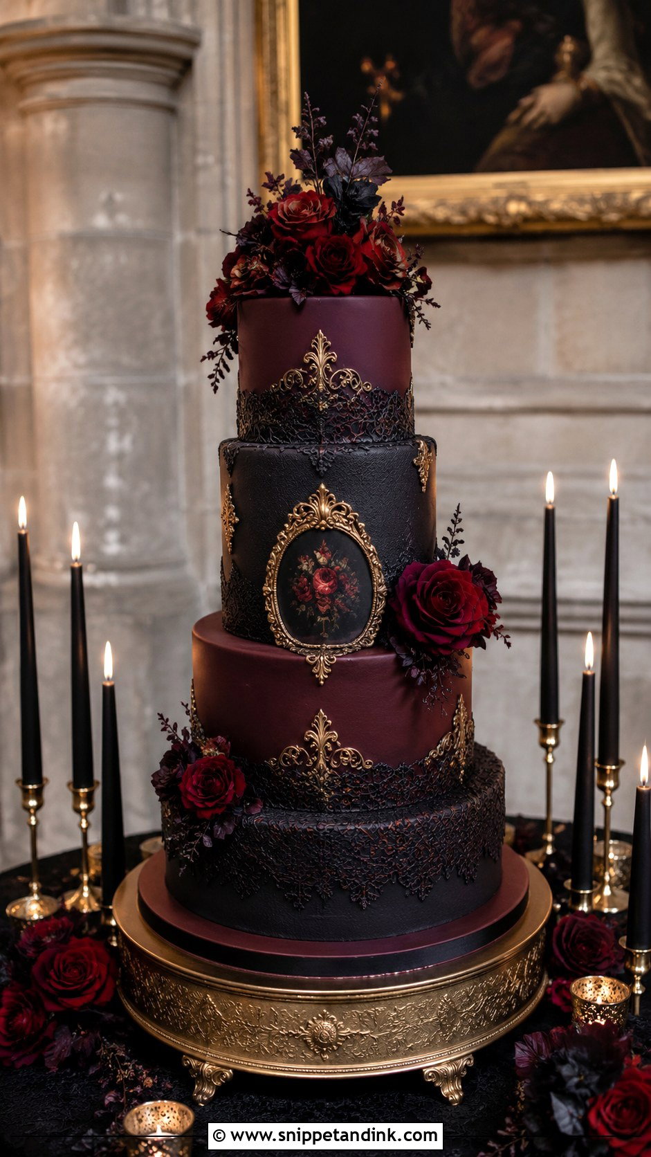 Gothic Wedding Cake - Snippet and Ink - 20 Dramatic Wedding Cake Ideas