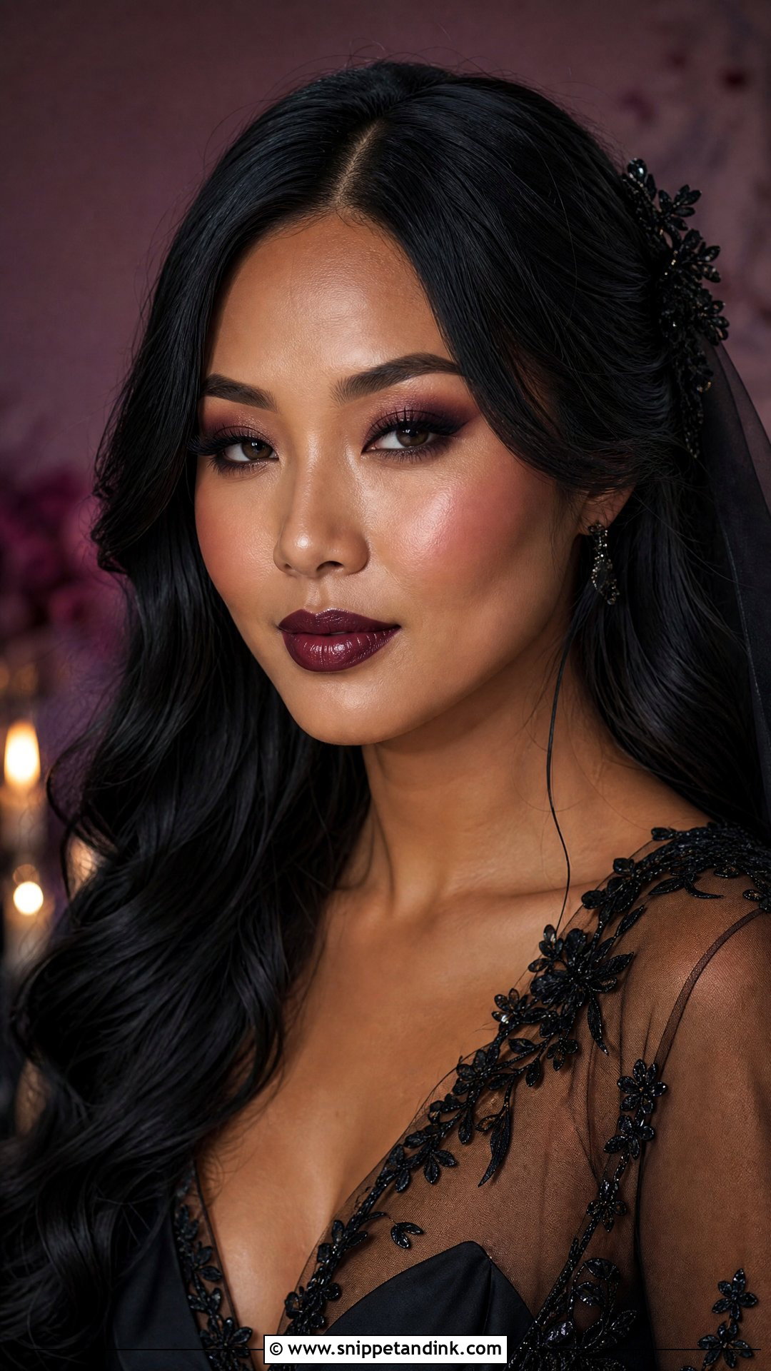 Gothic Wedding Makeup With Dewy Skin - Snippet and Ink - 25 Goth Wedding Makeup Ideas