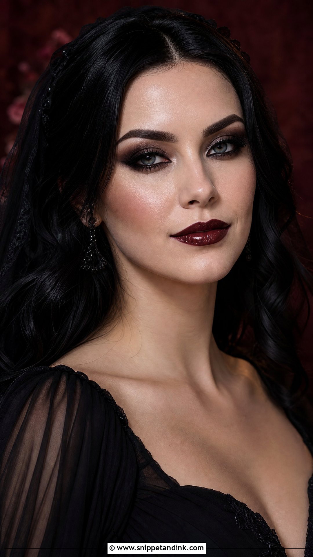 Gothic Wedding Makeup With Glossy Lips - Snippet and Ink - 25 Goth Wedding Makeup Ideas