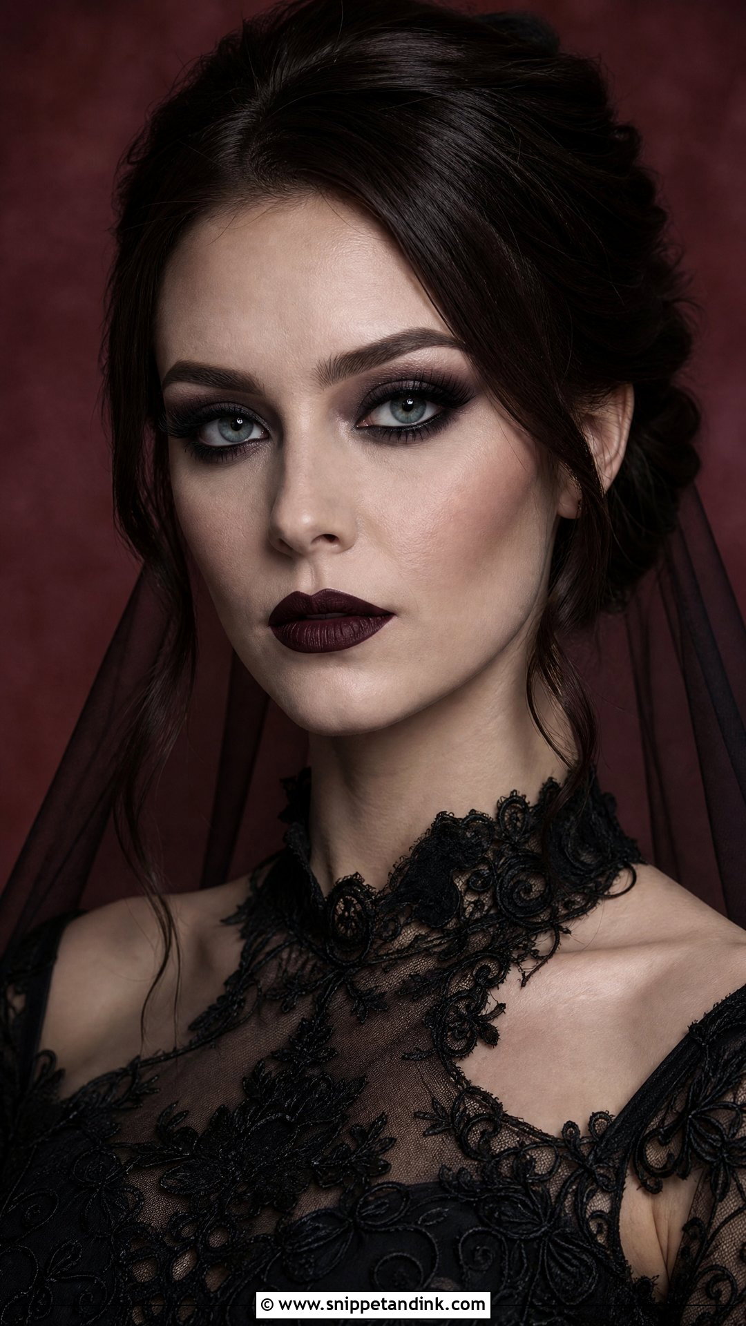 Gothic Wedding Makeup With Matte Skin - Snippet and Ink - 25 Goth Wedding Makeup Ideas