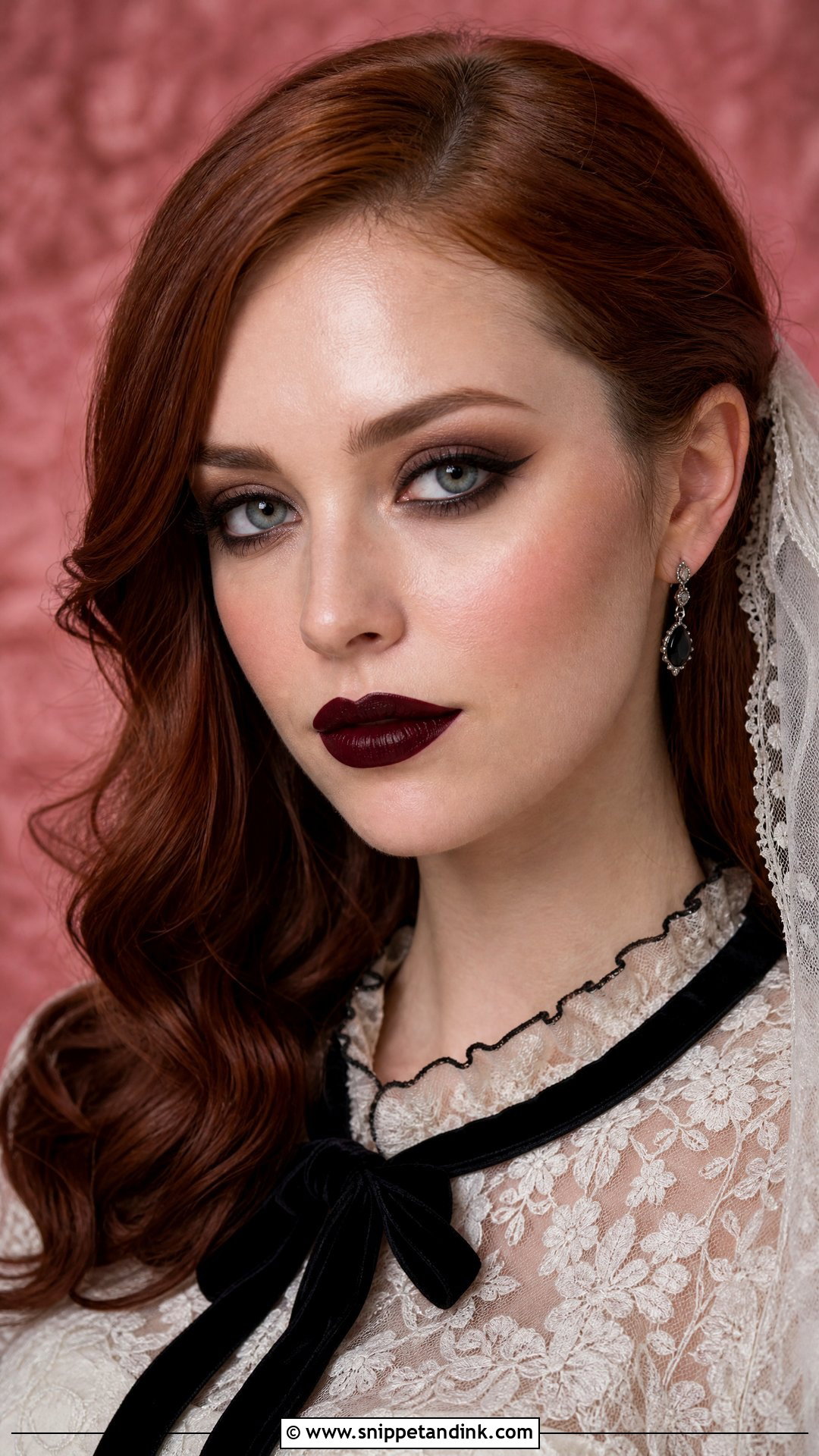 Gothic Wedding Makeup With Red Lip - Snippet and Ink - 25 Gothic Wedding Makeup Ideas