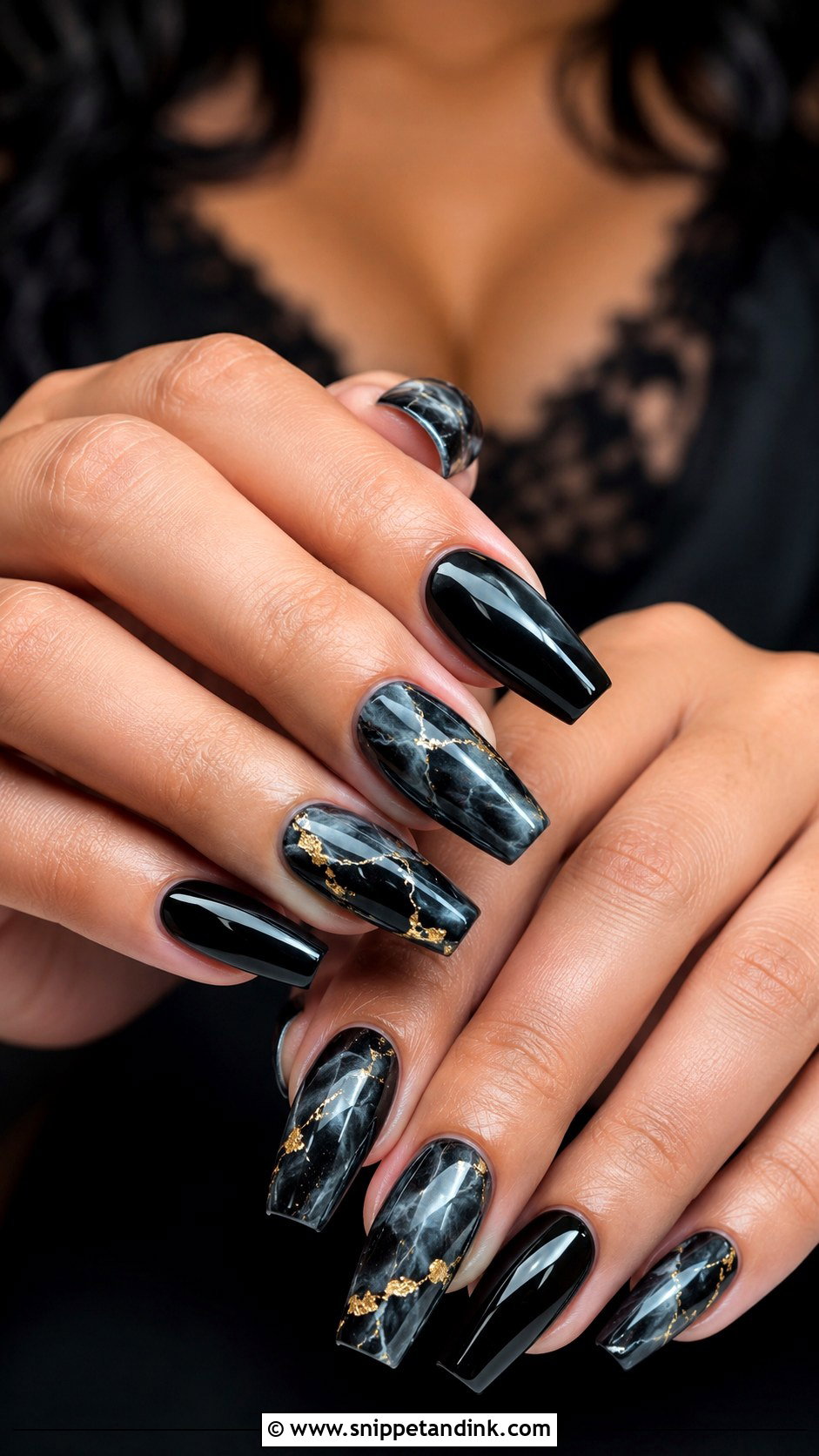 Gothic Wedding Nails With Marble - Snippet and Ink - 20 Gothic Wedding Nails