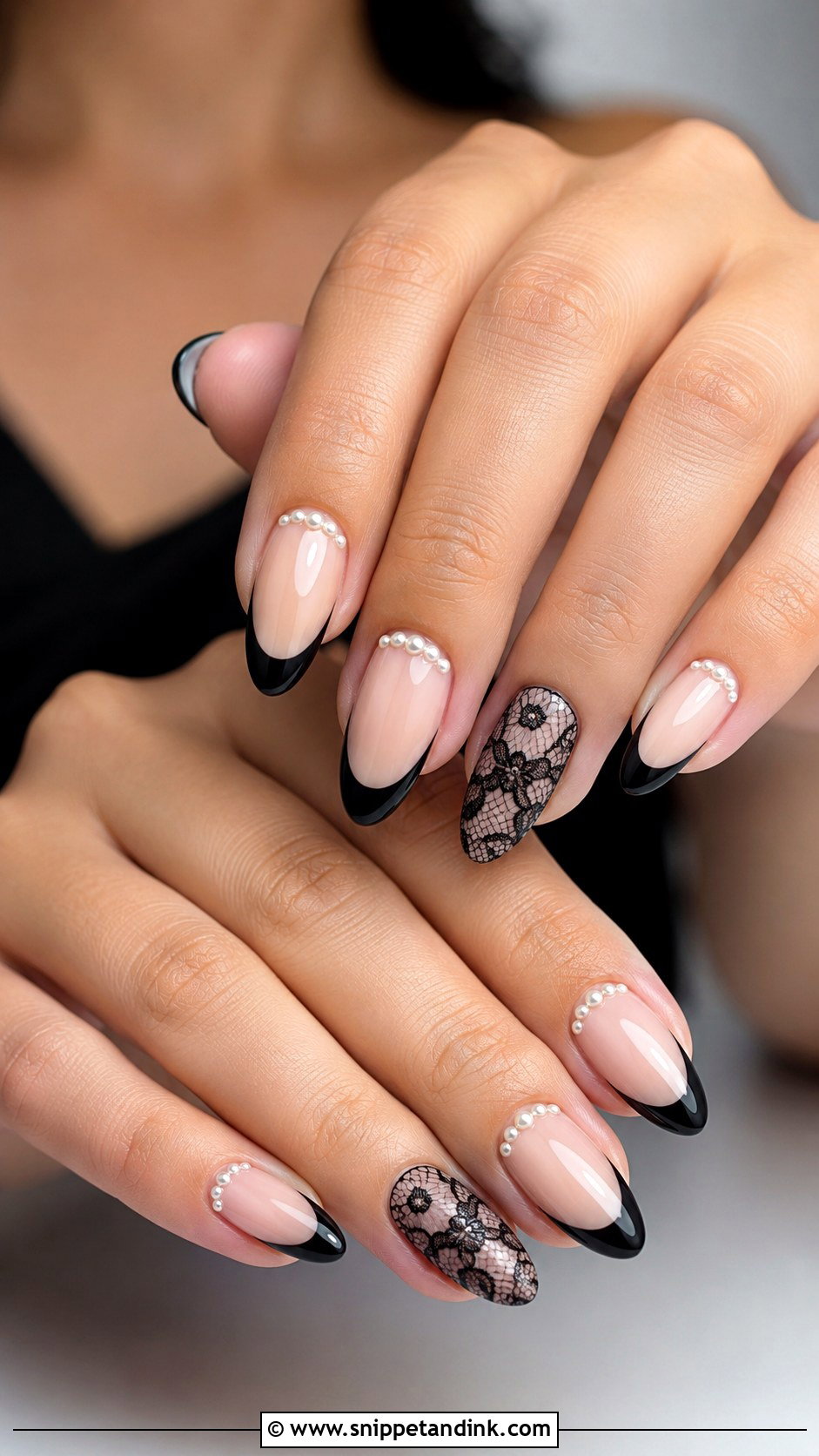 Gothic Wedding Nails With Pearls - Snippet and Ink - 20 Gothic Wedding Nails