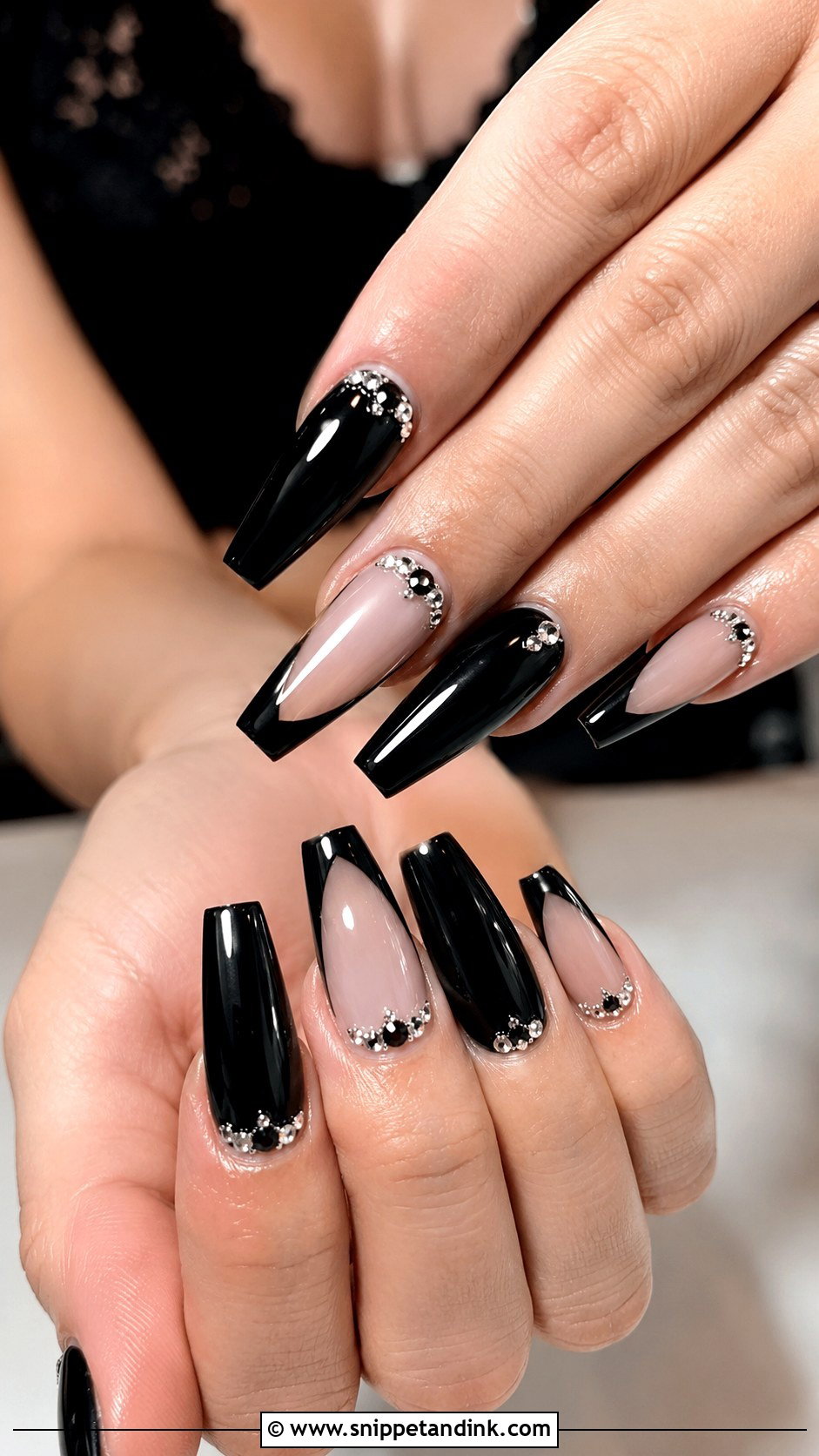 Gothic Wedding Nails With Rhinestones - Snippet and Ink - 20 Gothic Wedding Nails