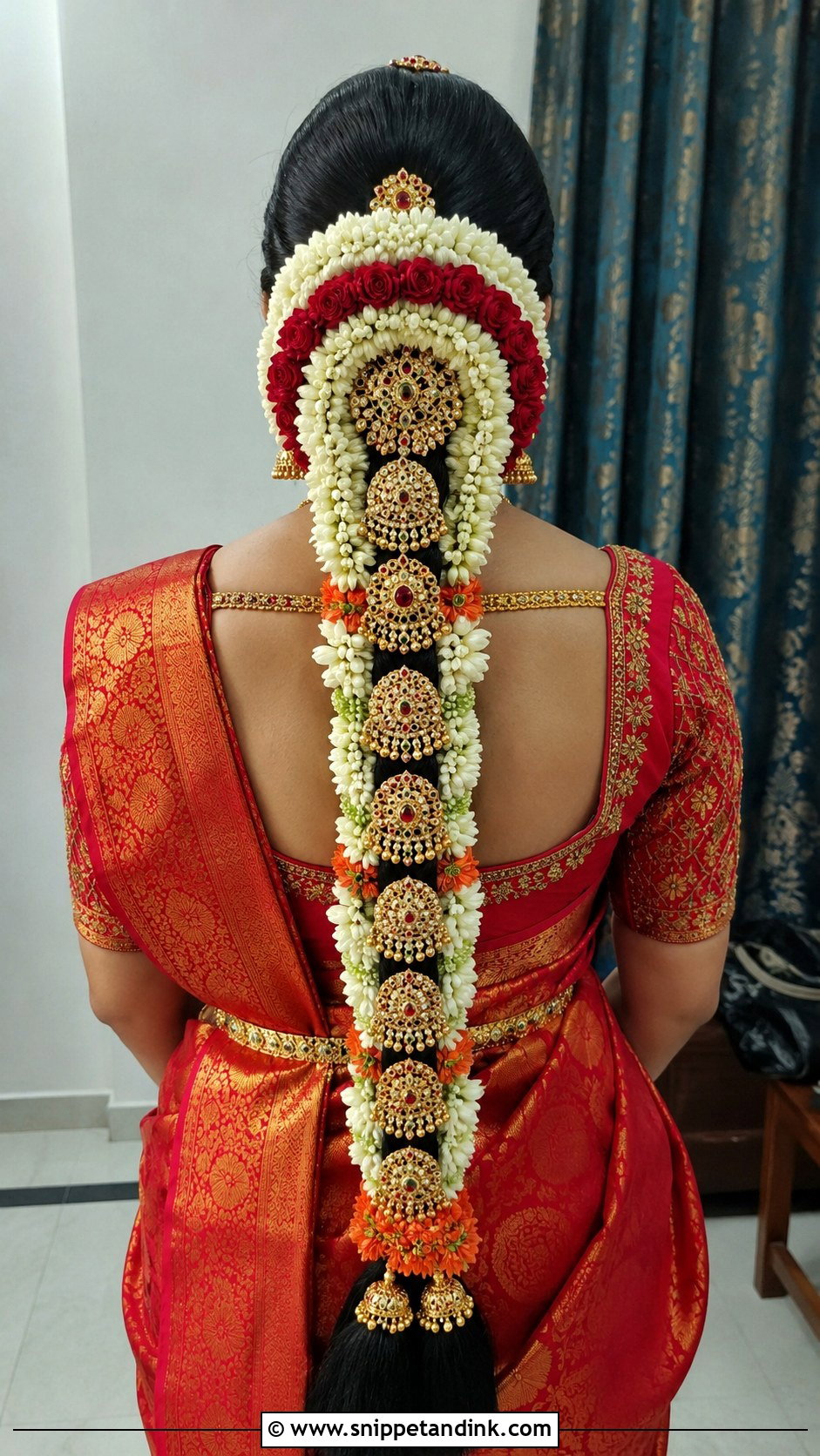 Grand Floral Jada For Muhurtham - Snippet and Ink - 25 Telugu Bride Hairstyles