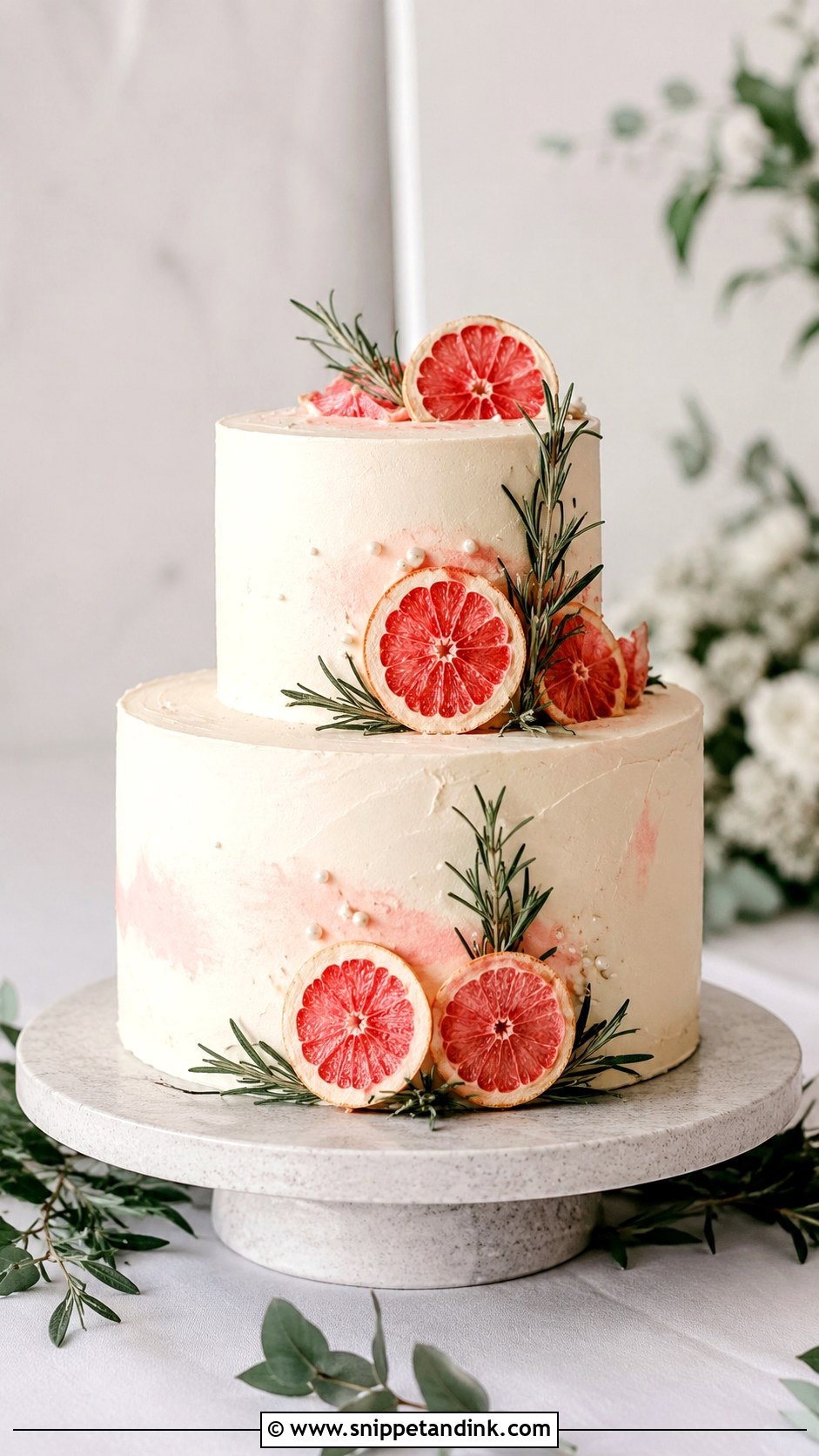 Grapefruit Rosemary Wedding Cake - Snippet and Ink - 20 Cocktail Cake Design Ideas for Wedding