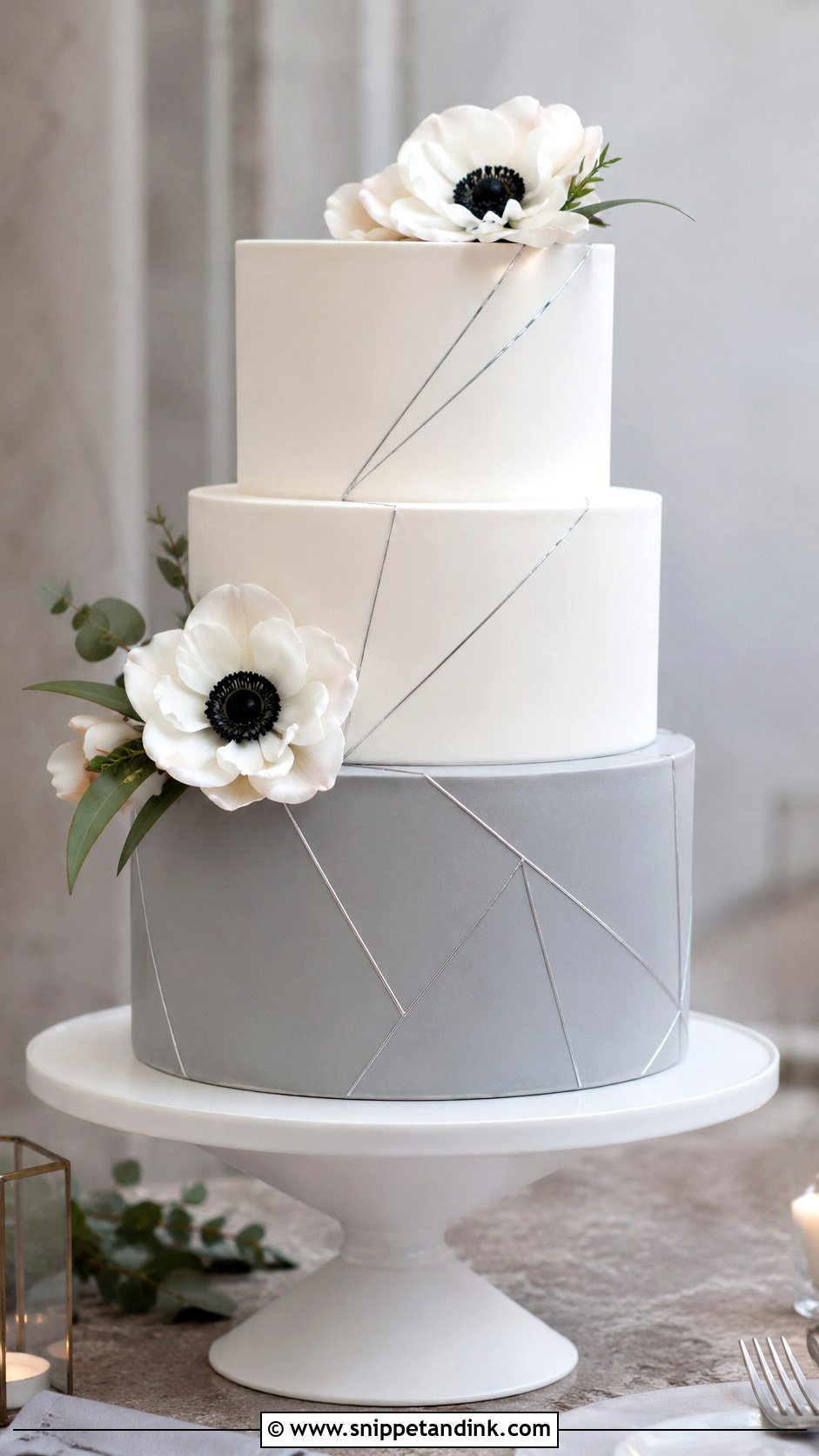 Gray And White Two Tone Wedding Cake - Snippet and Ink - 20 Two Tone Wedding Cake Ideas