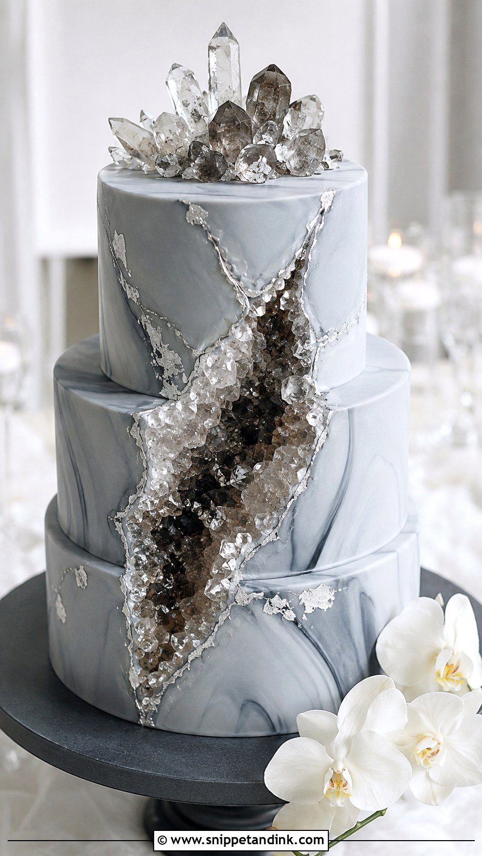 Gray Geode Wedding Cake - Snippet and Ink - 30 Geode Wedding Cakes