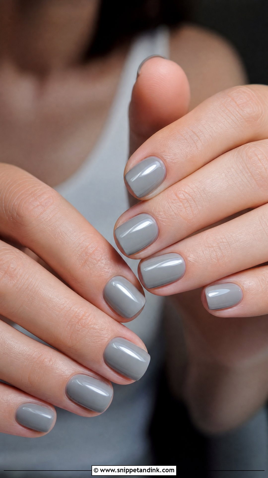 Gray Glossy Nails - Snippet and Ink - 25 Classy Nails for Wedding Guest