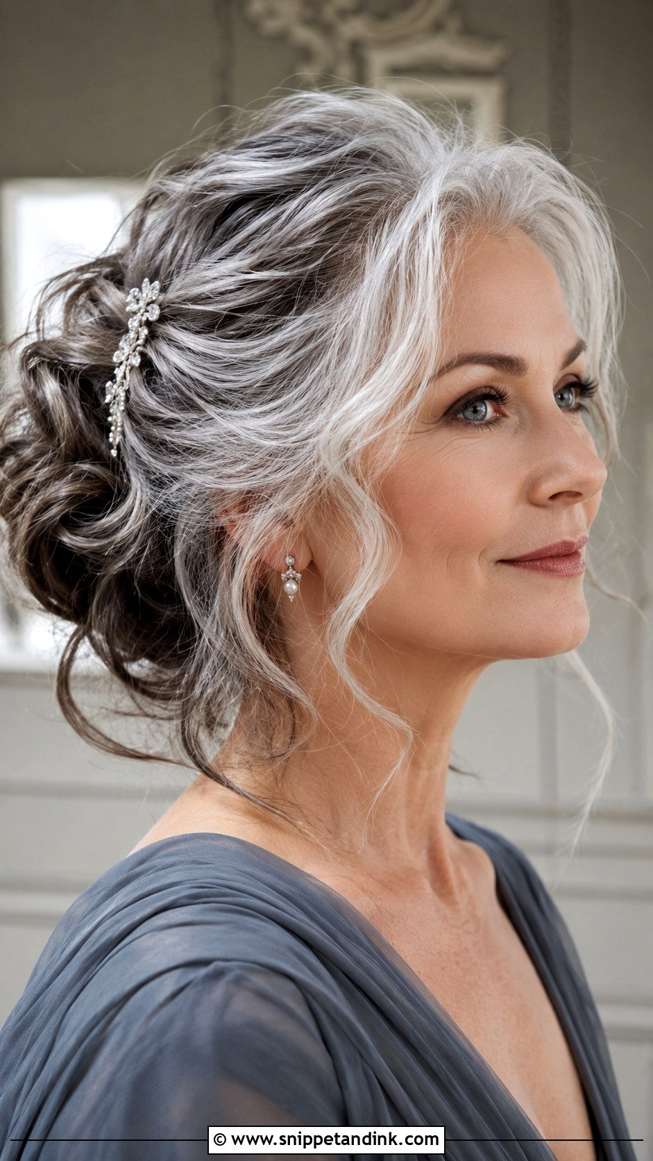 Gray Hair Updo With Soft Waves - Snippet and Ink - 20 Mother of Groom Hairstyles Over 50