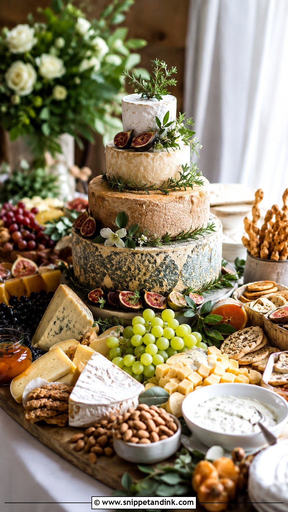 Grazing Table Cheese Board Wedding Cake - Snippet and Ink - 20 Cheese Board Wedding Cake Ideas