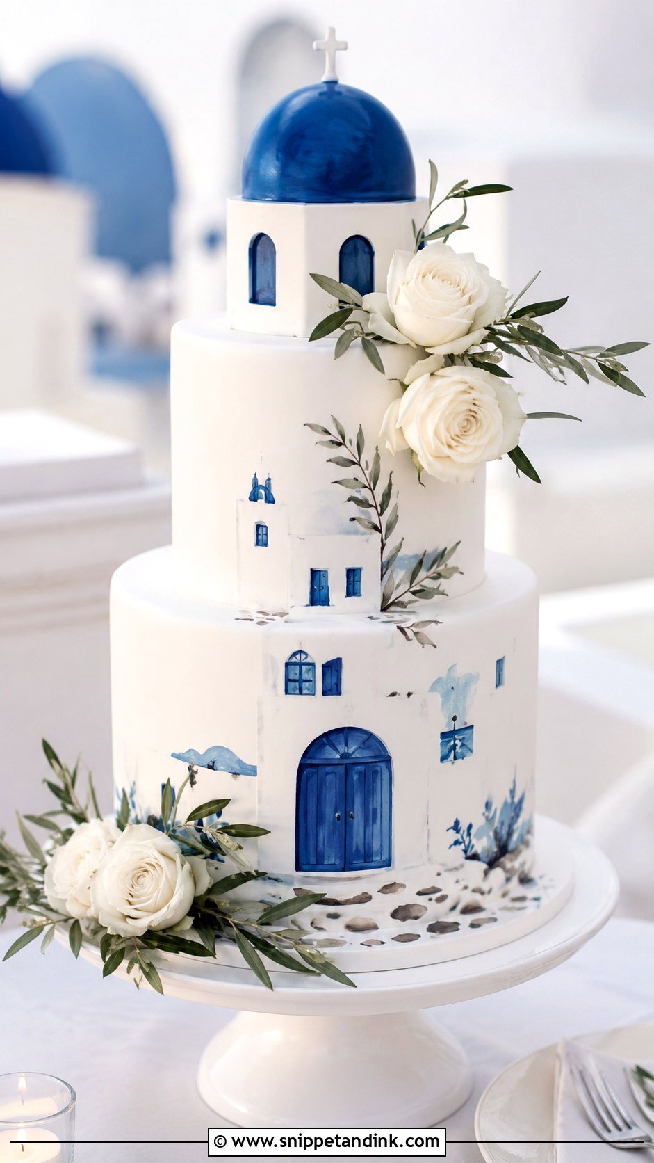 Greek Blue Dome Wedding Cake - Snippet and Ink - 20 Greek Theme Cake Ideas for Wedding