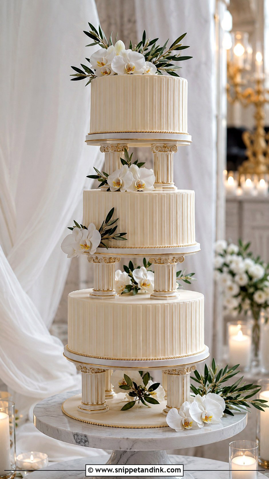 Greek Column Wedding Cake - Snippet and Ink - 20 Greek Theme Cake Ideas for Wedding
