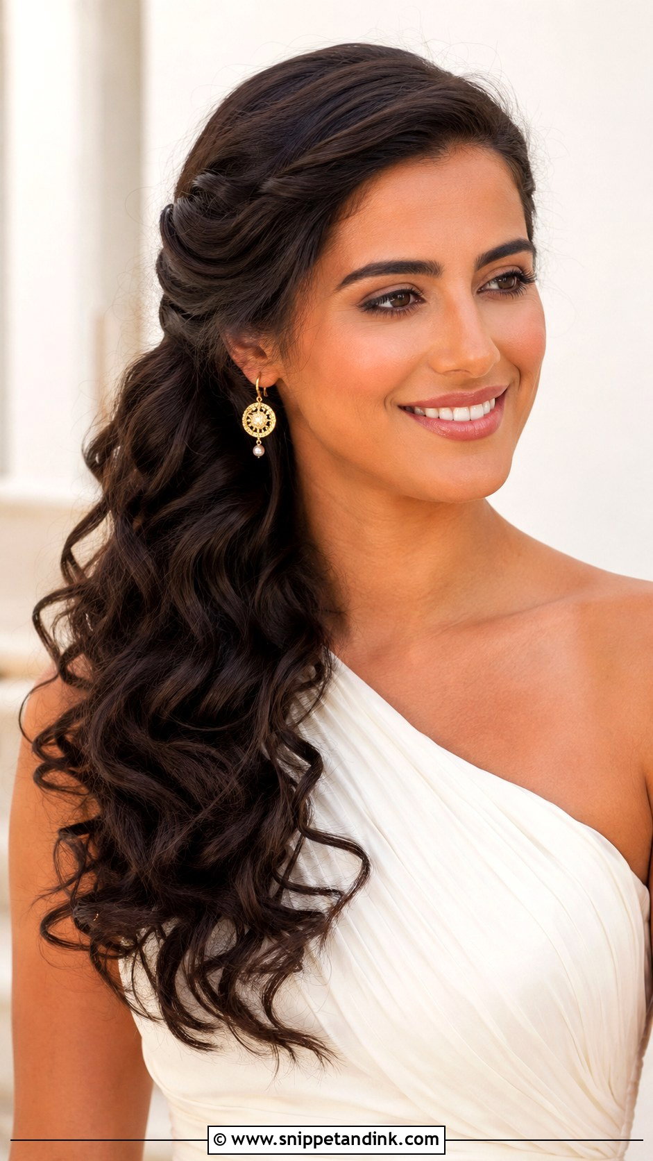 Greek Inspired Side Swept Curls - Snippet and Ink - 20 Greek Inspired Hairstyles