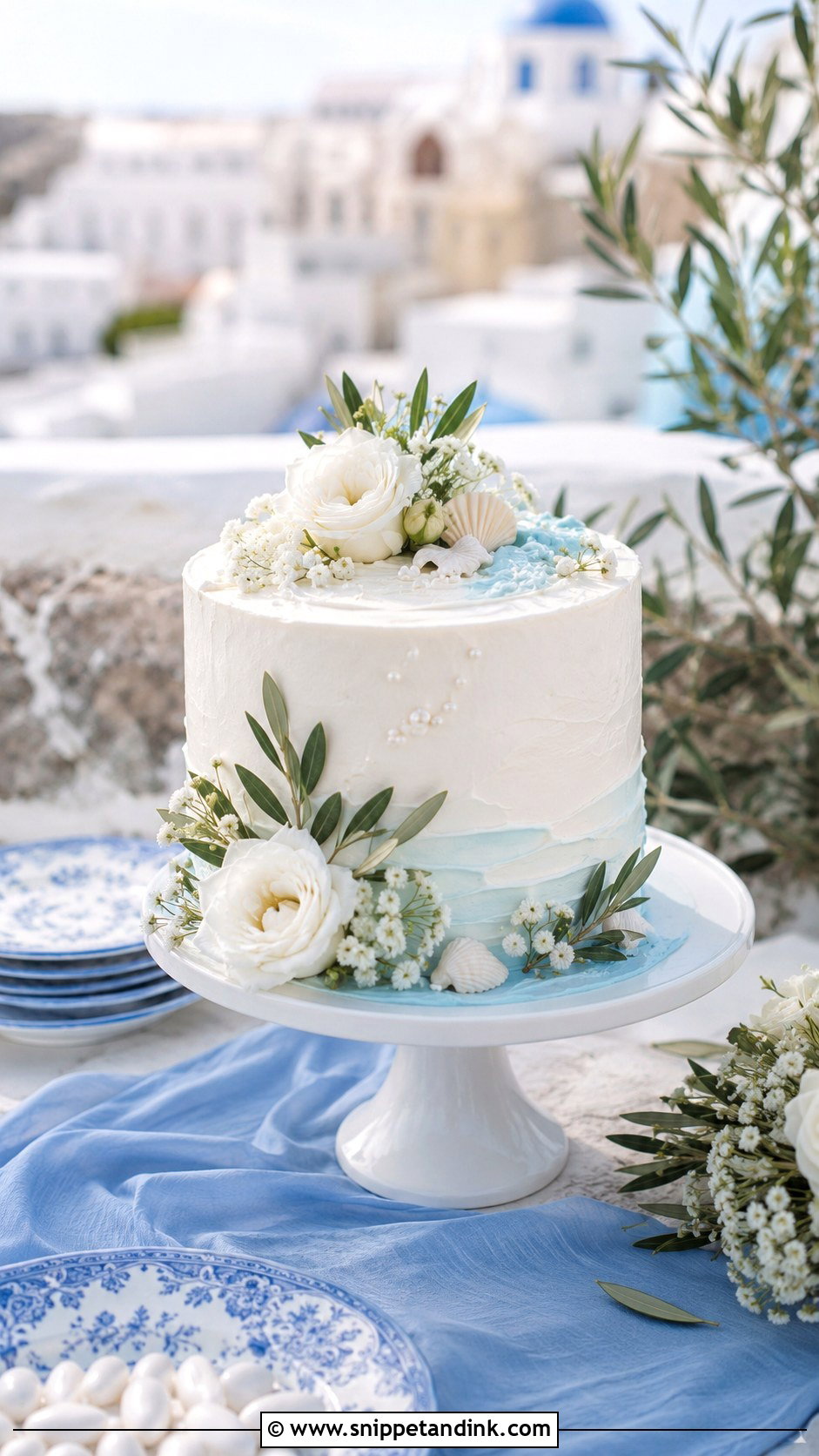 Greek Island Wedding Cake - Snippet and Ink - 20 Greek Theme Cake Ideas for Wedding