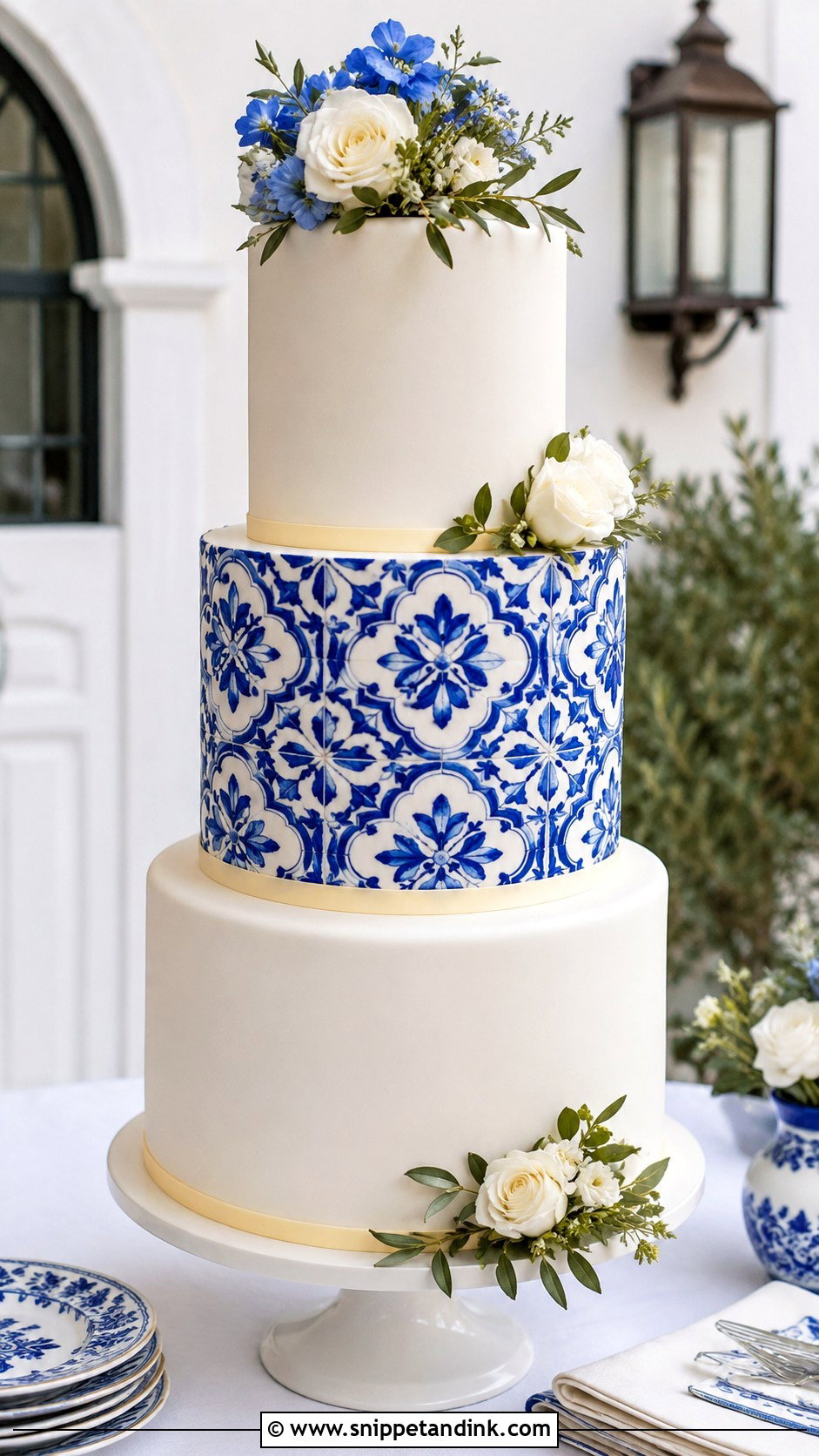 Greek Tile Wedding Cake - Snippet and Ink - 20 Greek Theme Cake Ideas for Wedding