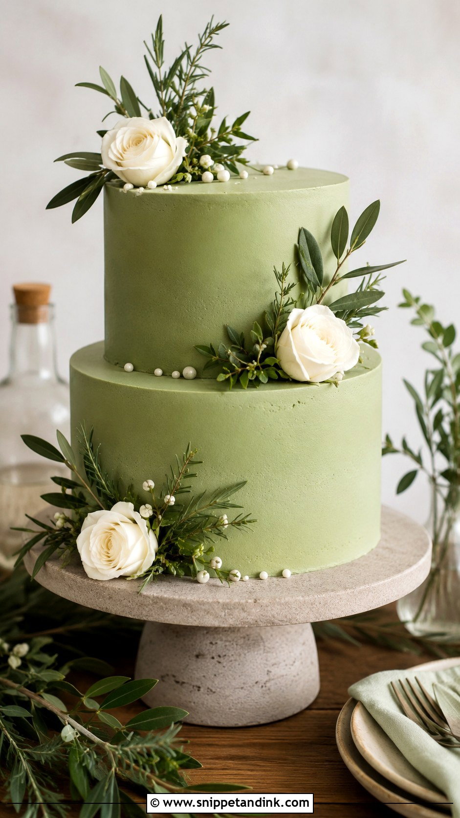 Green 2 Tier Wedding Cake - Snippet and Ink - 20 2 Tier Wedding Cakes