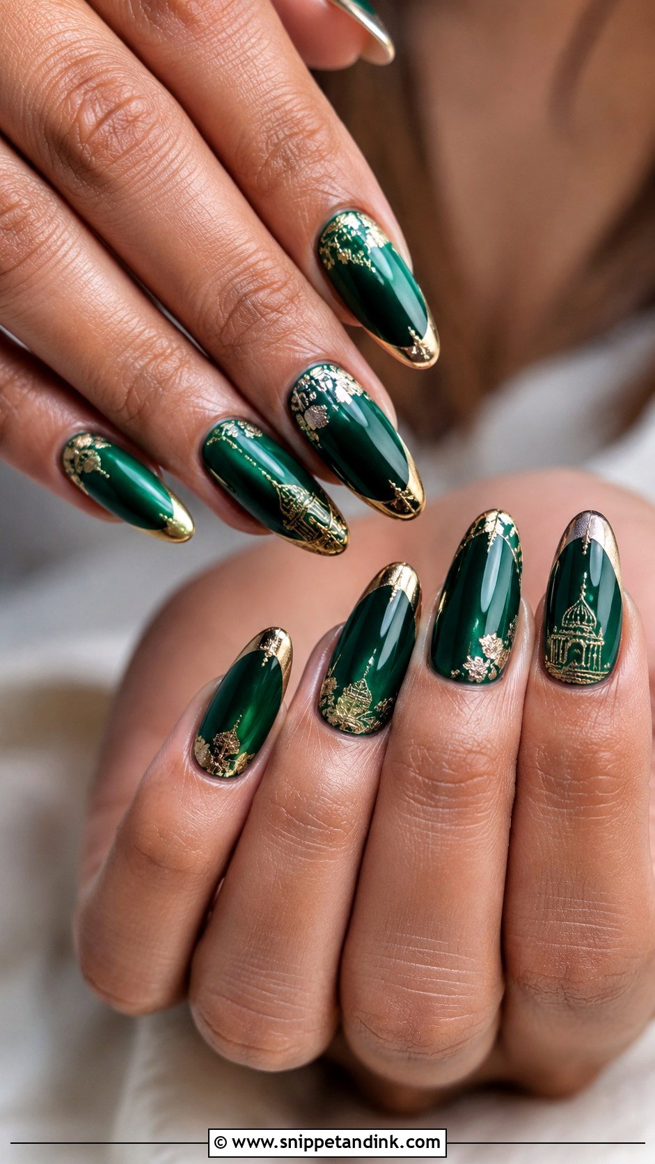 Green And Gold Bridal Nails - Snippet and Ink - 20 Nail Art for Indian Wedding Ideas