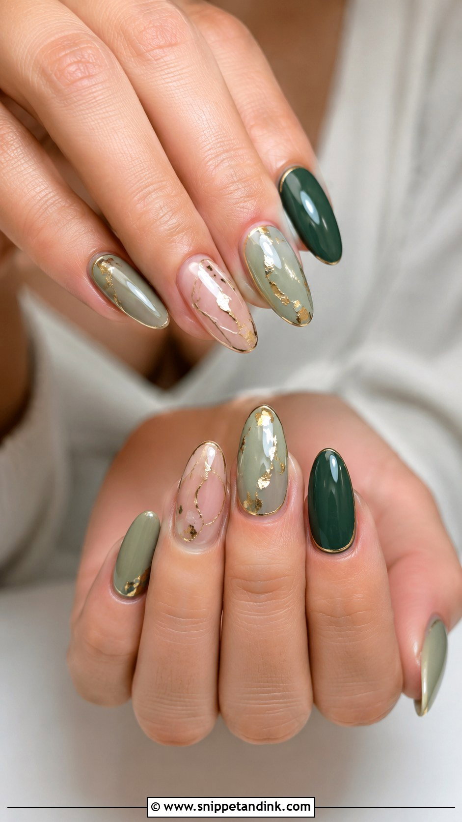 Green And Gold Bridal Nails - Snippet and Ink - 20 Green Bridal Nails