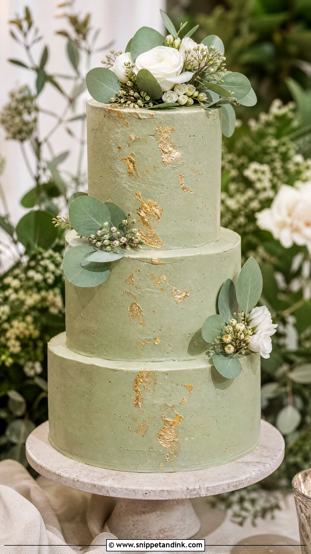 Green And Gold Wedding Cake - Snippet and Ink - 35 Gold Cake Ideas for Wedding
