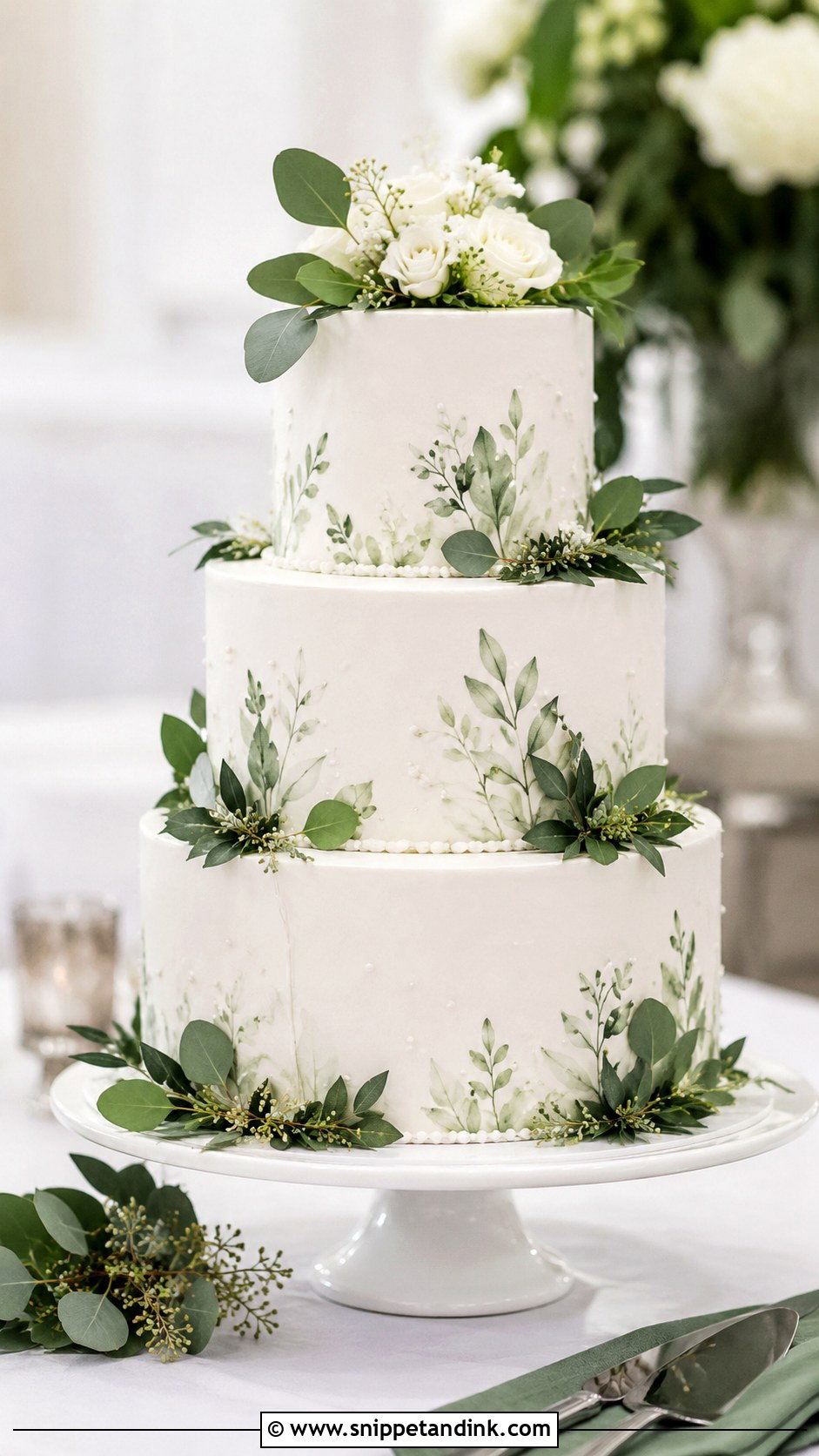 Green And White Wedding Cake - Snippet and Ink - 20 Green Wedding Cake Ideas