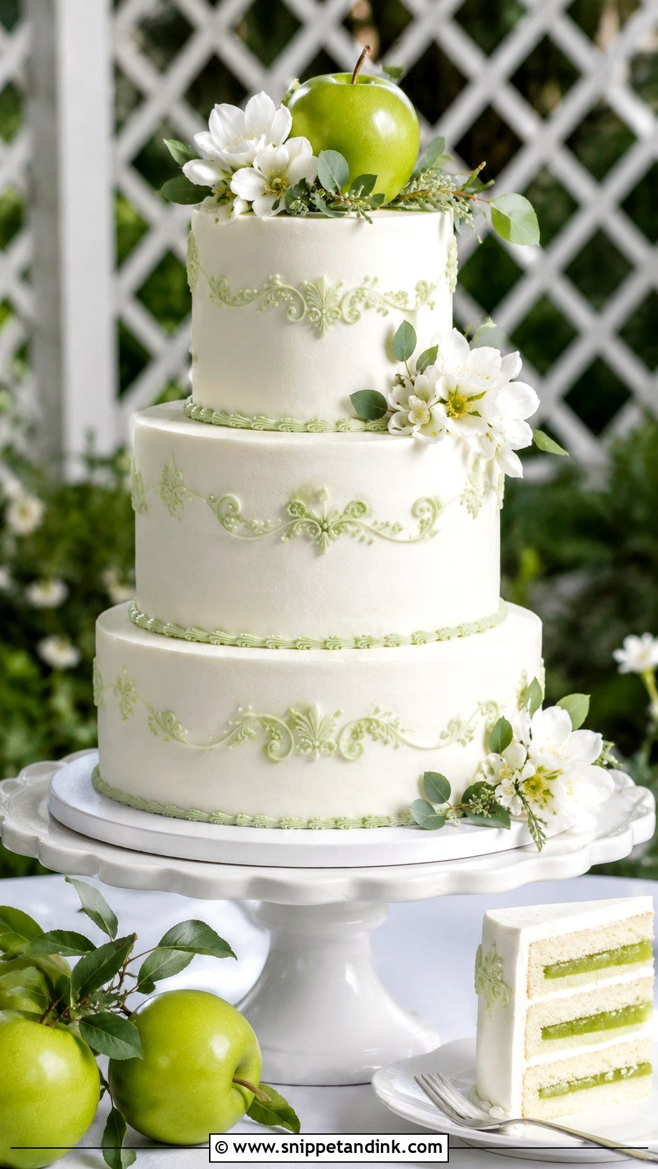 Green Apple Wedding Cake - Snippet and Ink - 20 Apple Wedding Cake Ideas